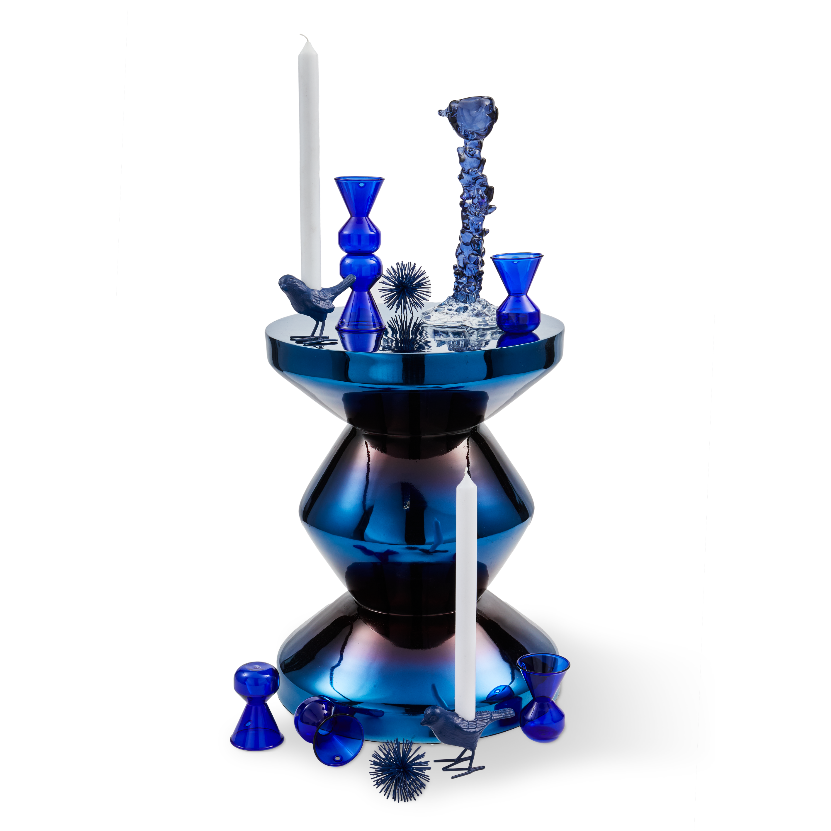 Kaarsenhouder GLAS DRUP blauw