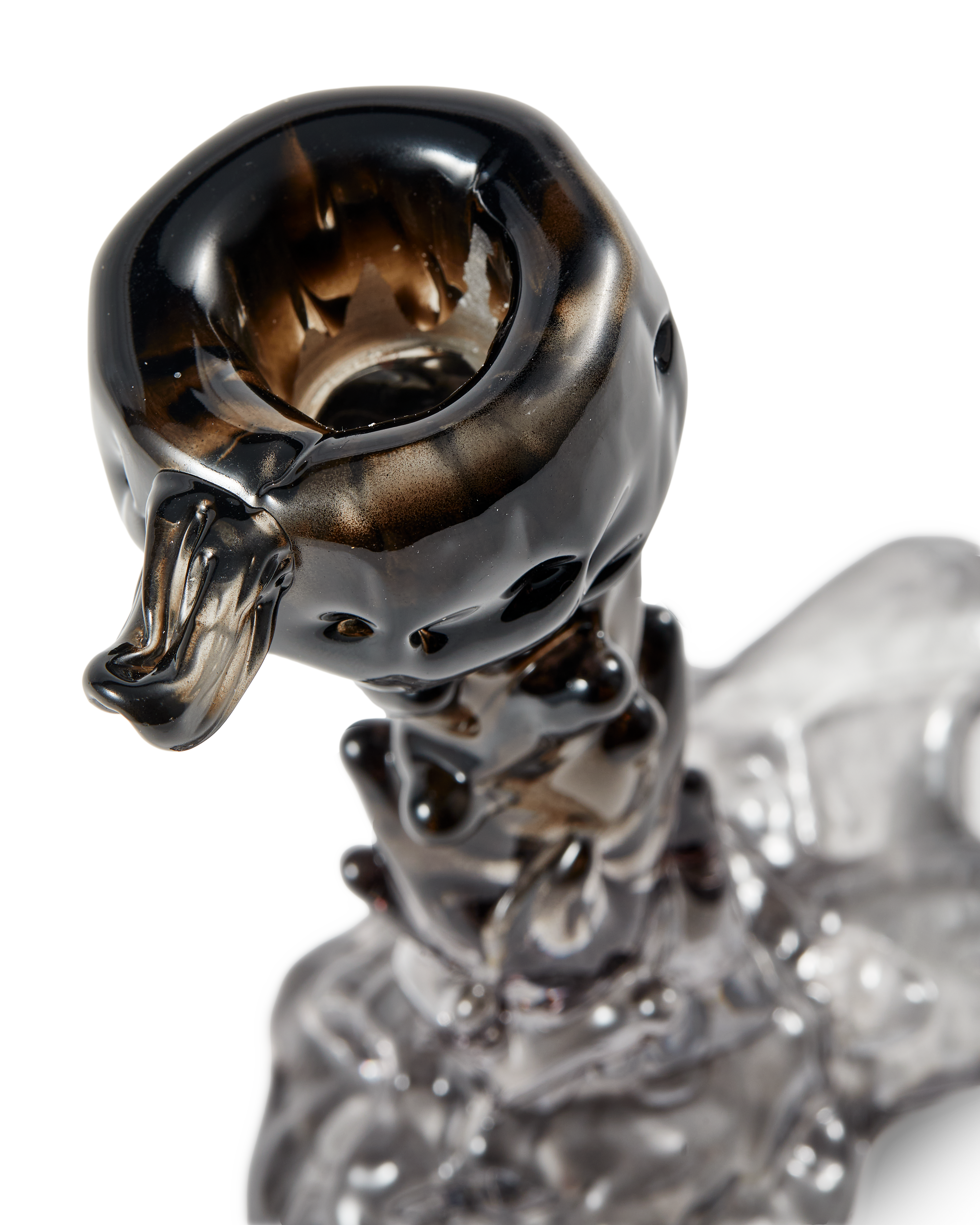 BLACK GLASS DRIP Candle Holder