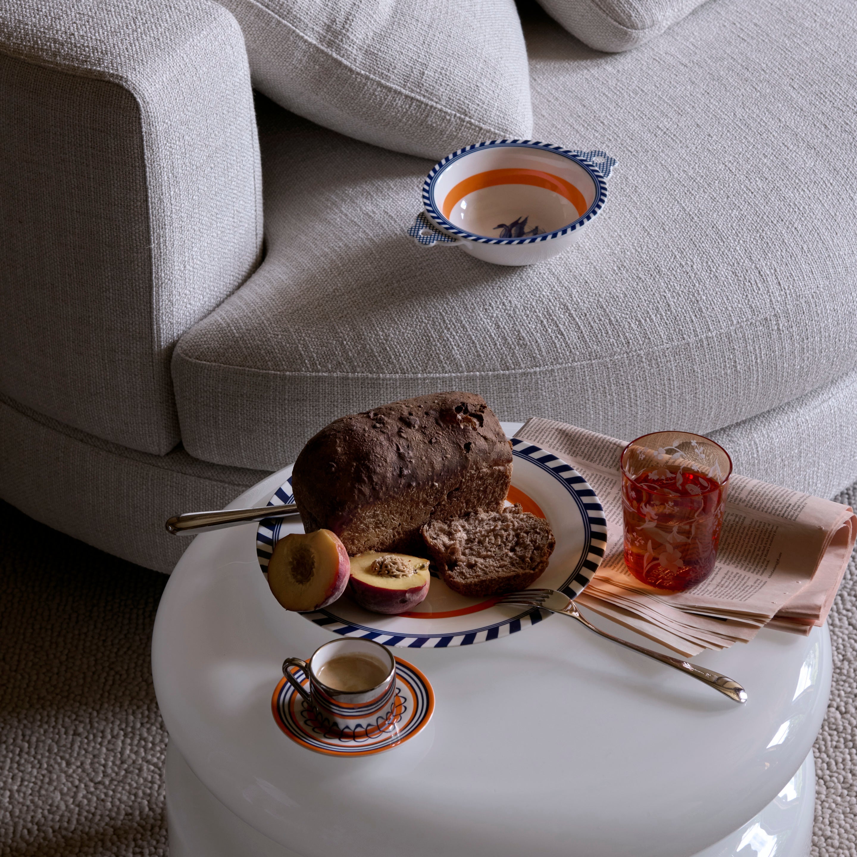 Bird Patterned Plate Set White with Blue