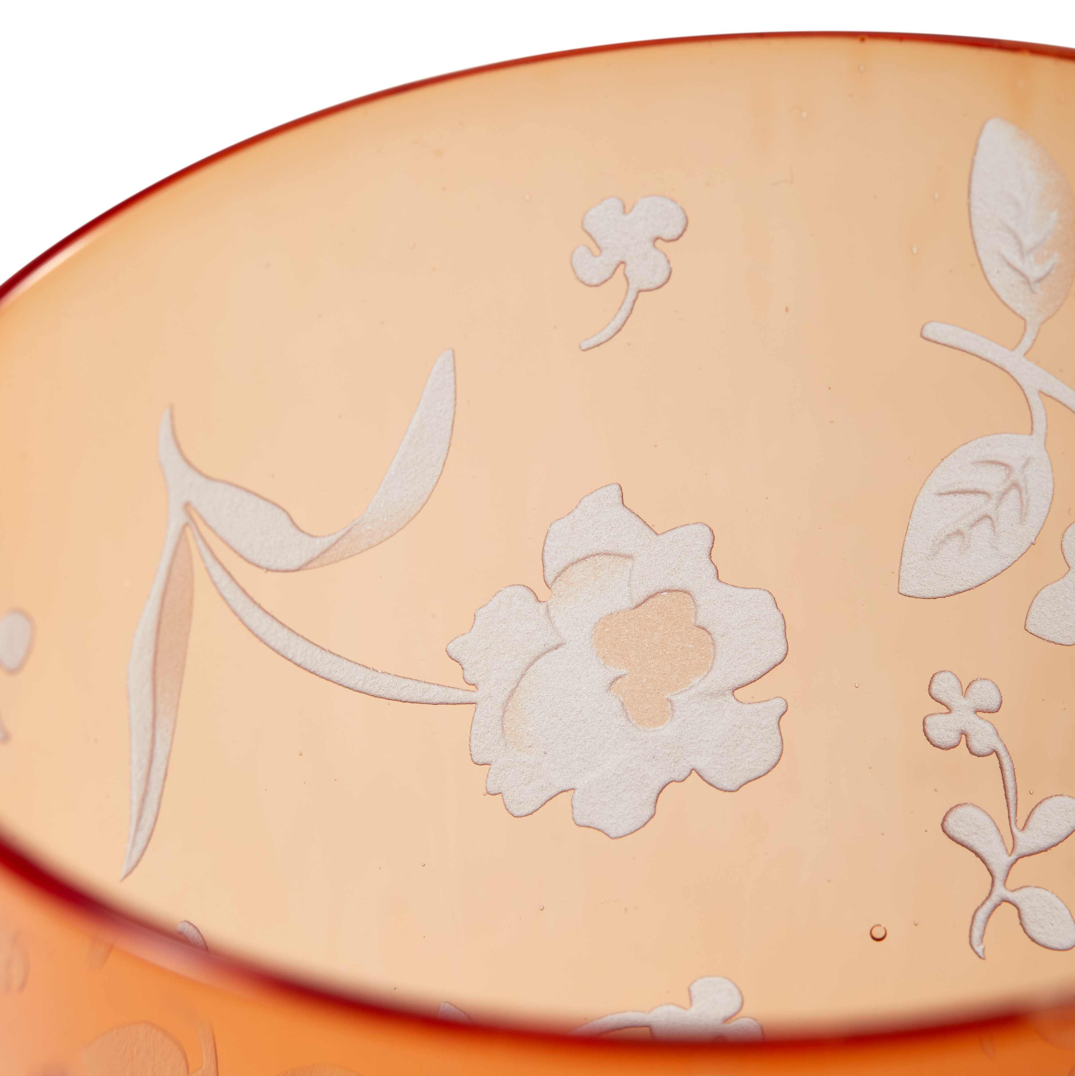 Set von Gläsern SCATTERED FLOWERS orange mit sandgestrahltem Muster