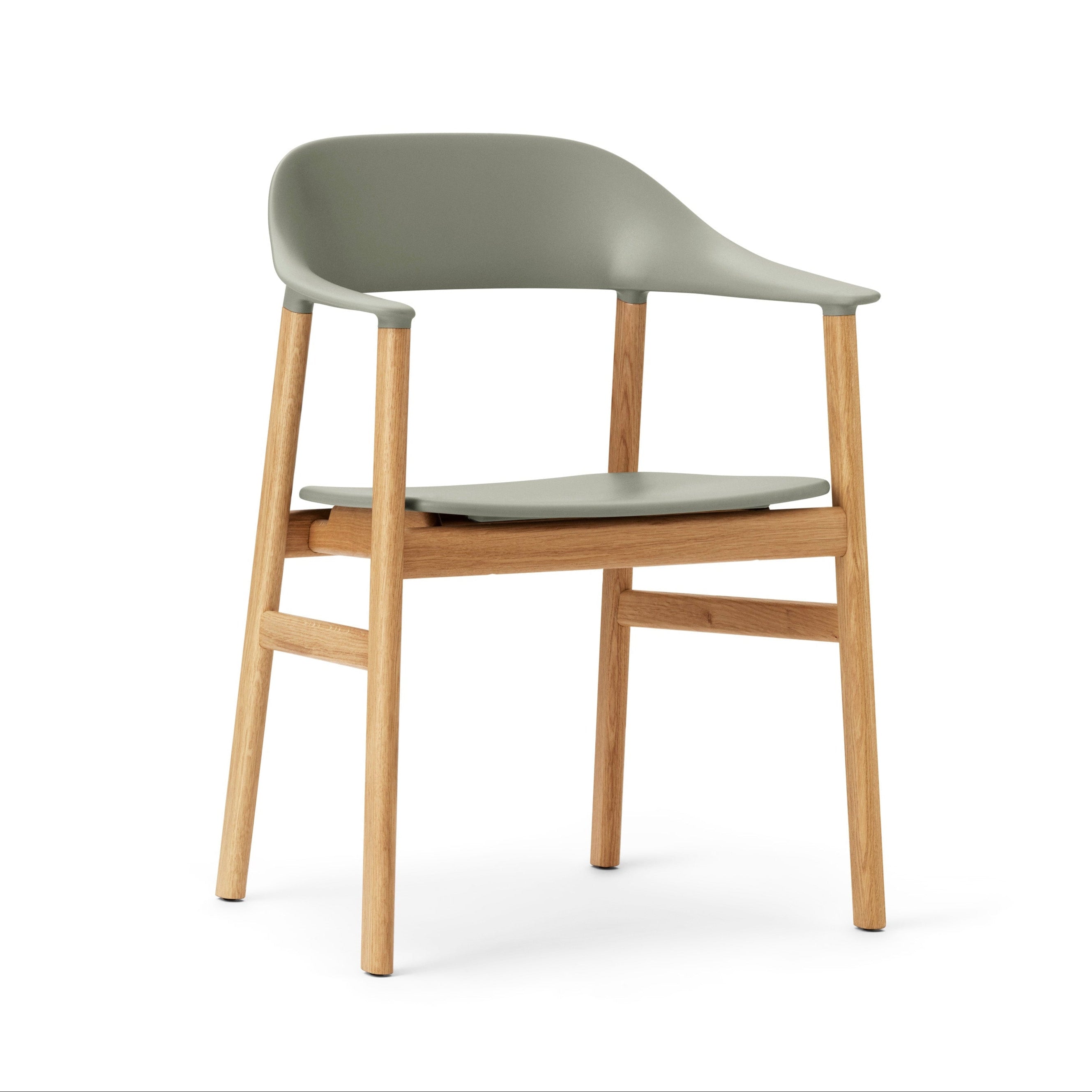 Stoel met armleuningen HERIT groen met een natuurlijke eiken basis