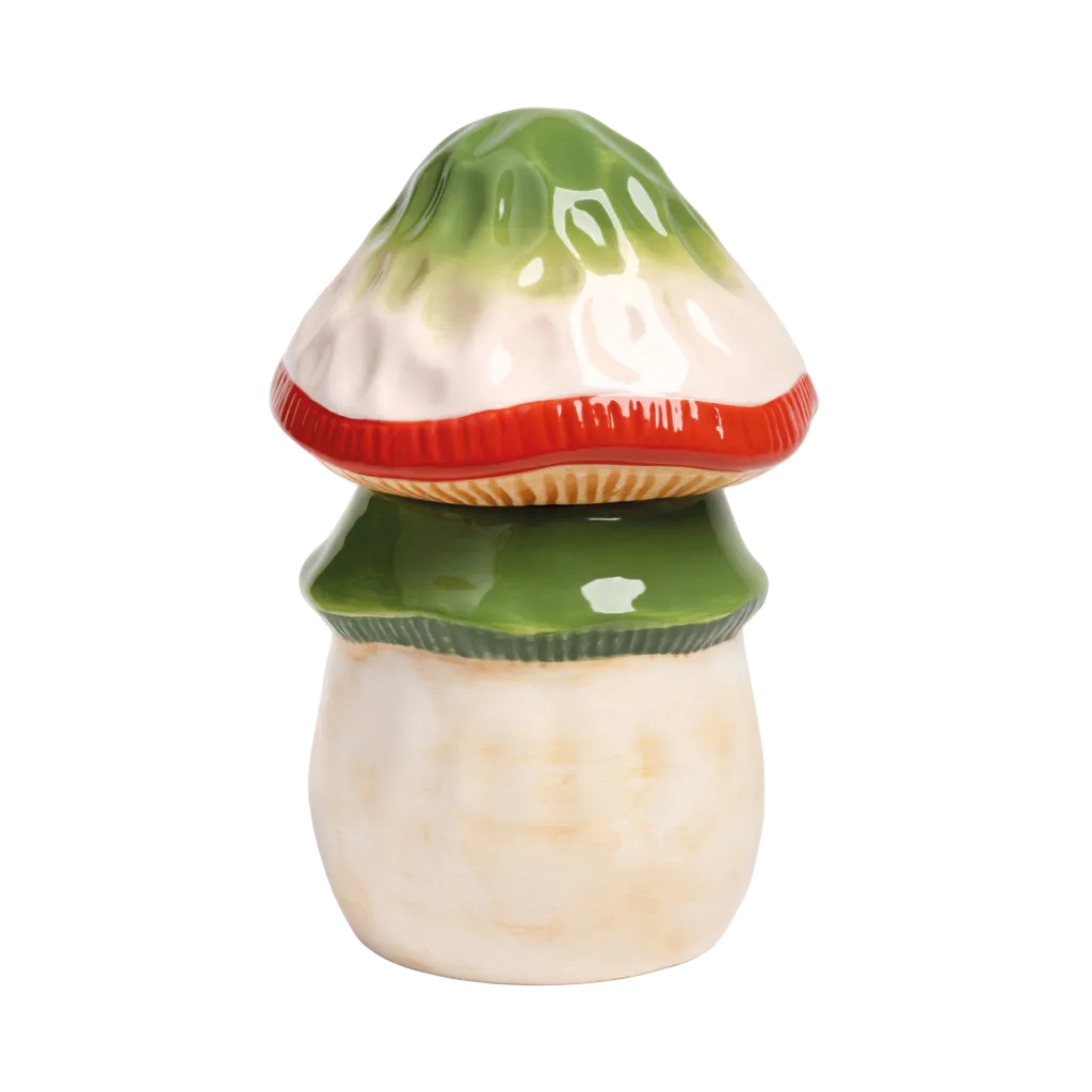 MAGIC MUSHROOM Container beige with green and red