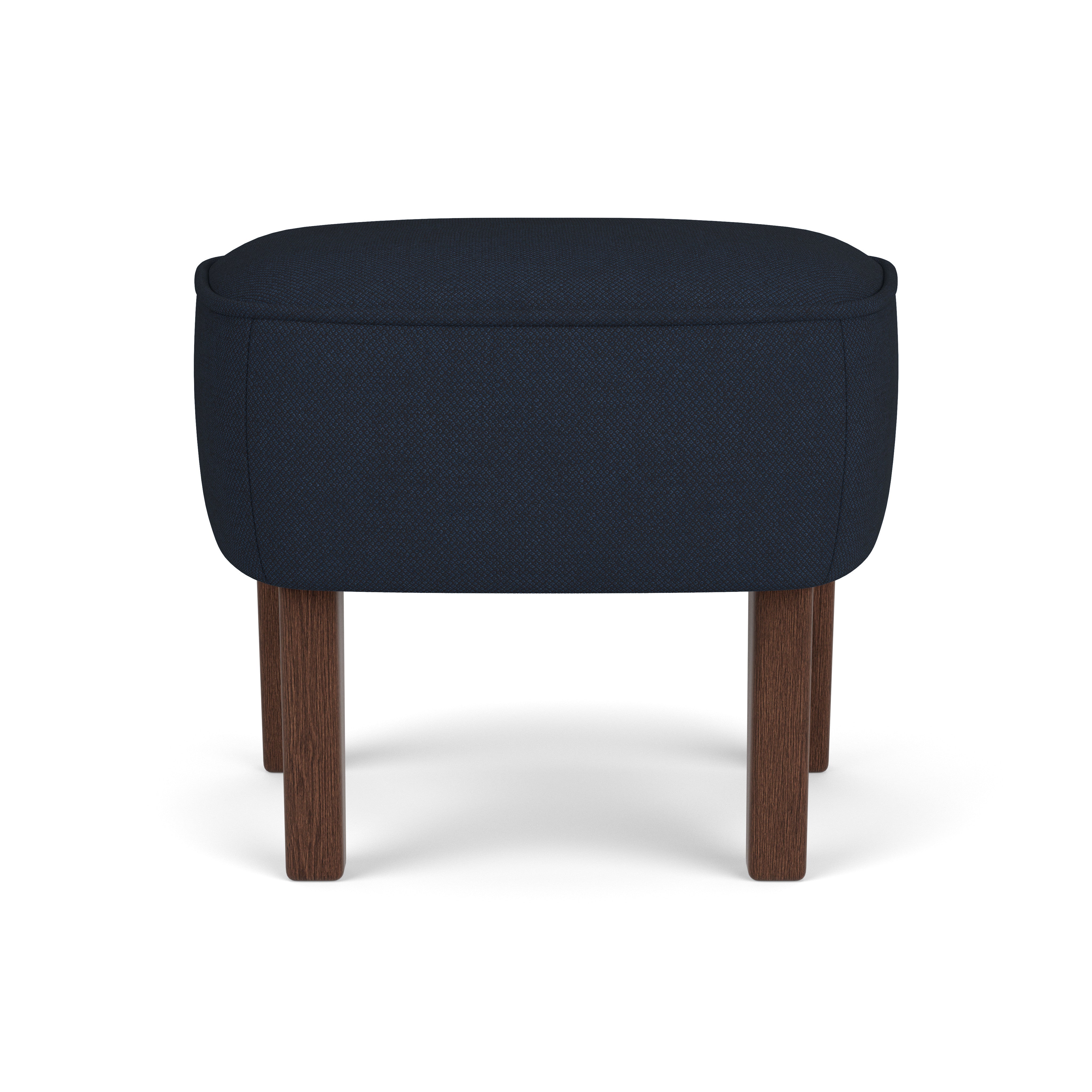 INGEBORG navy footstool with dark oak base
