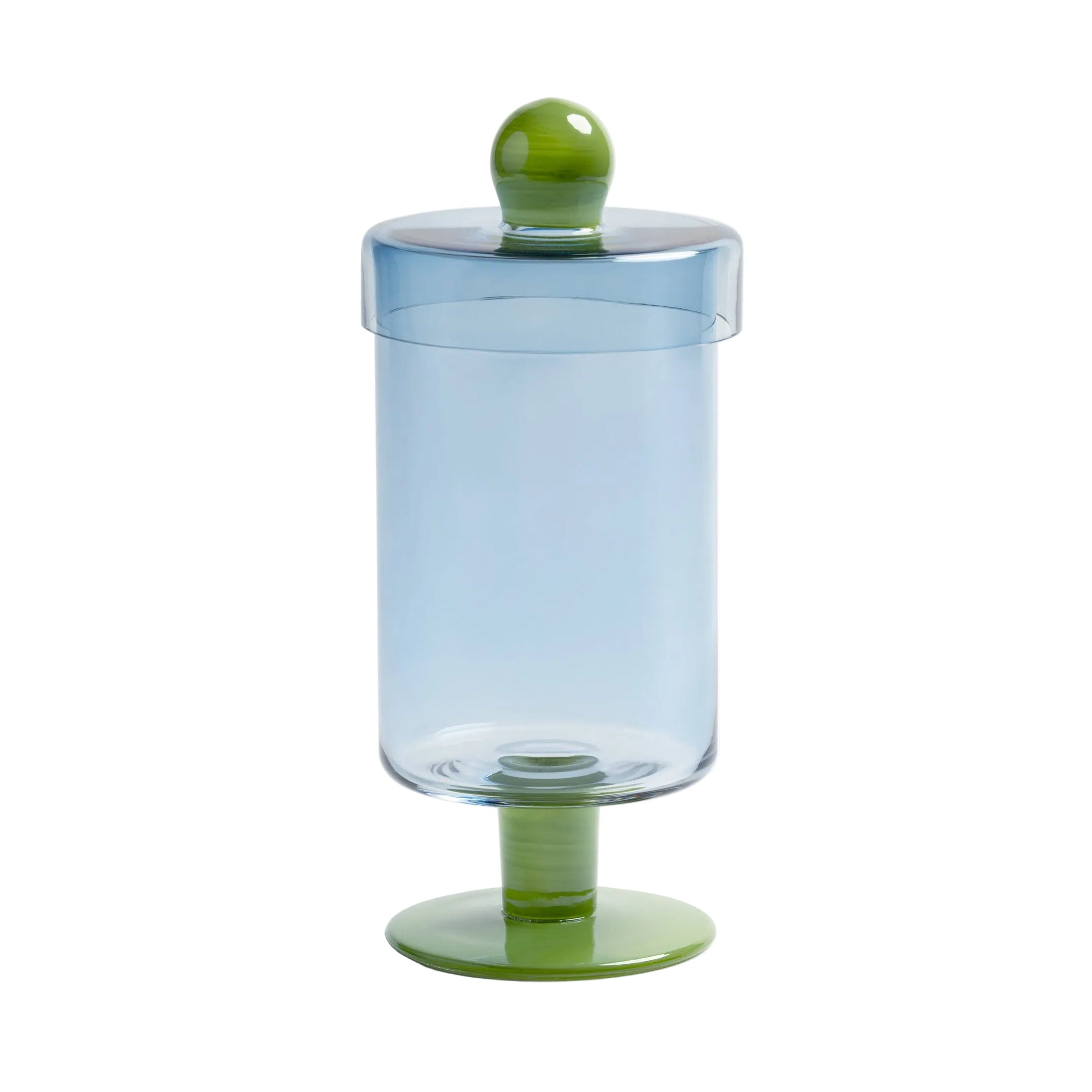 Glazen opbergcontainer DUO TALL blauw met groen
