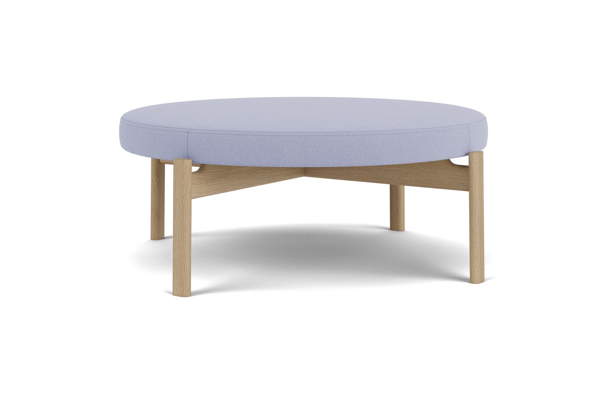 PASSAGE blue pouf with oak base