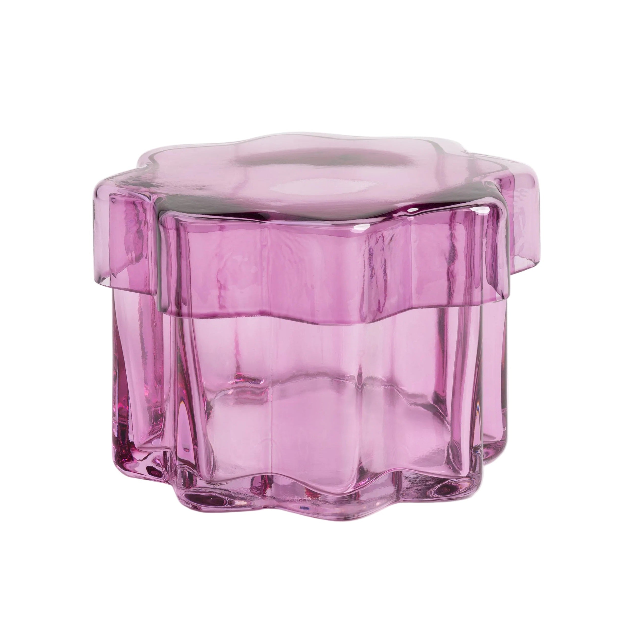 Pink glass container with lid ASTRAL