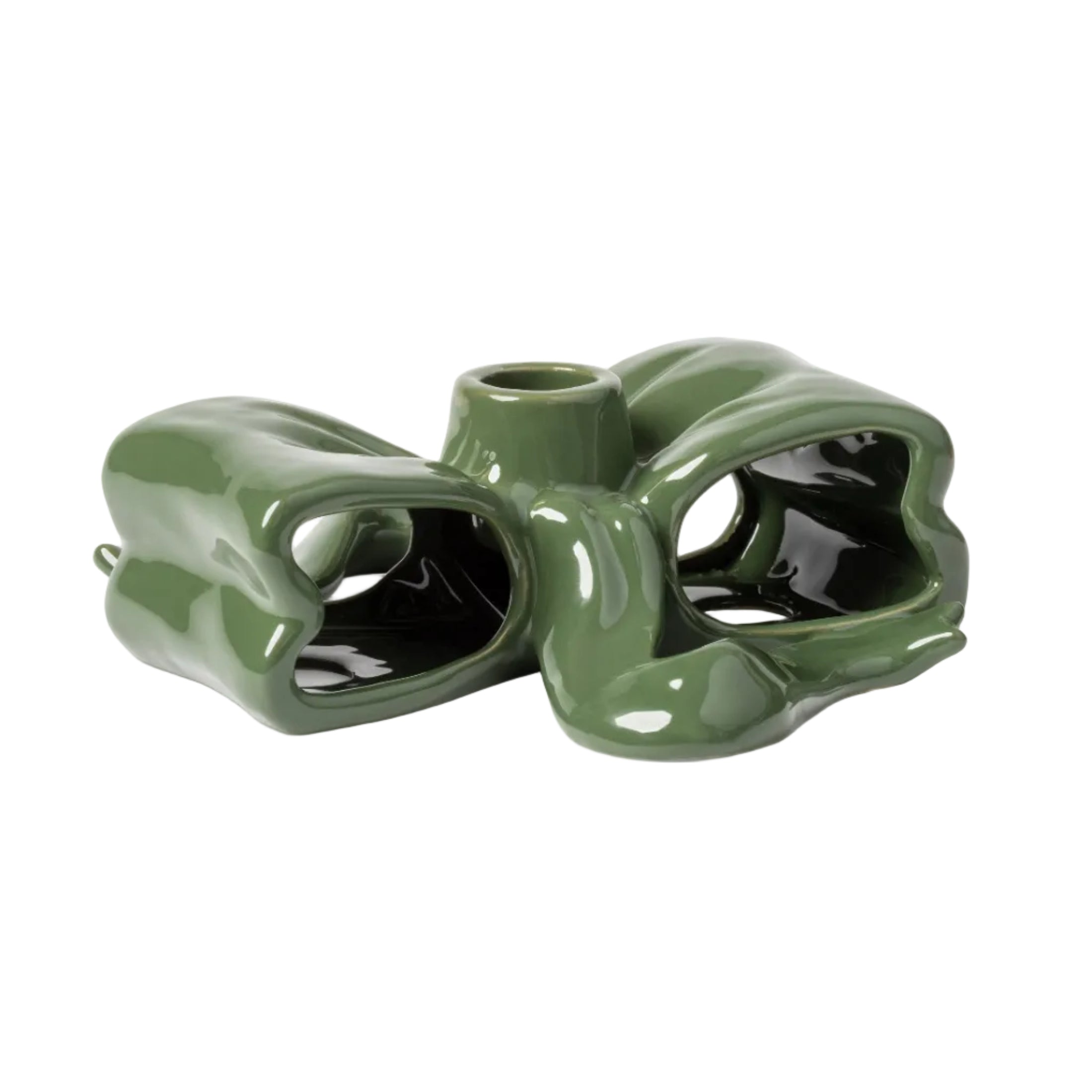 RIBBON Green Candle Holder