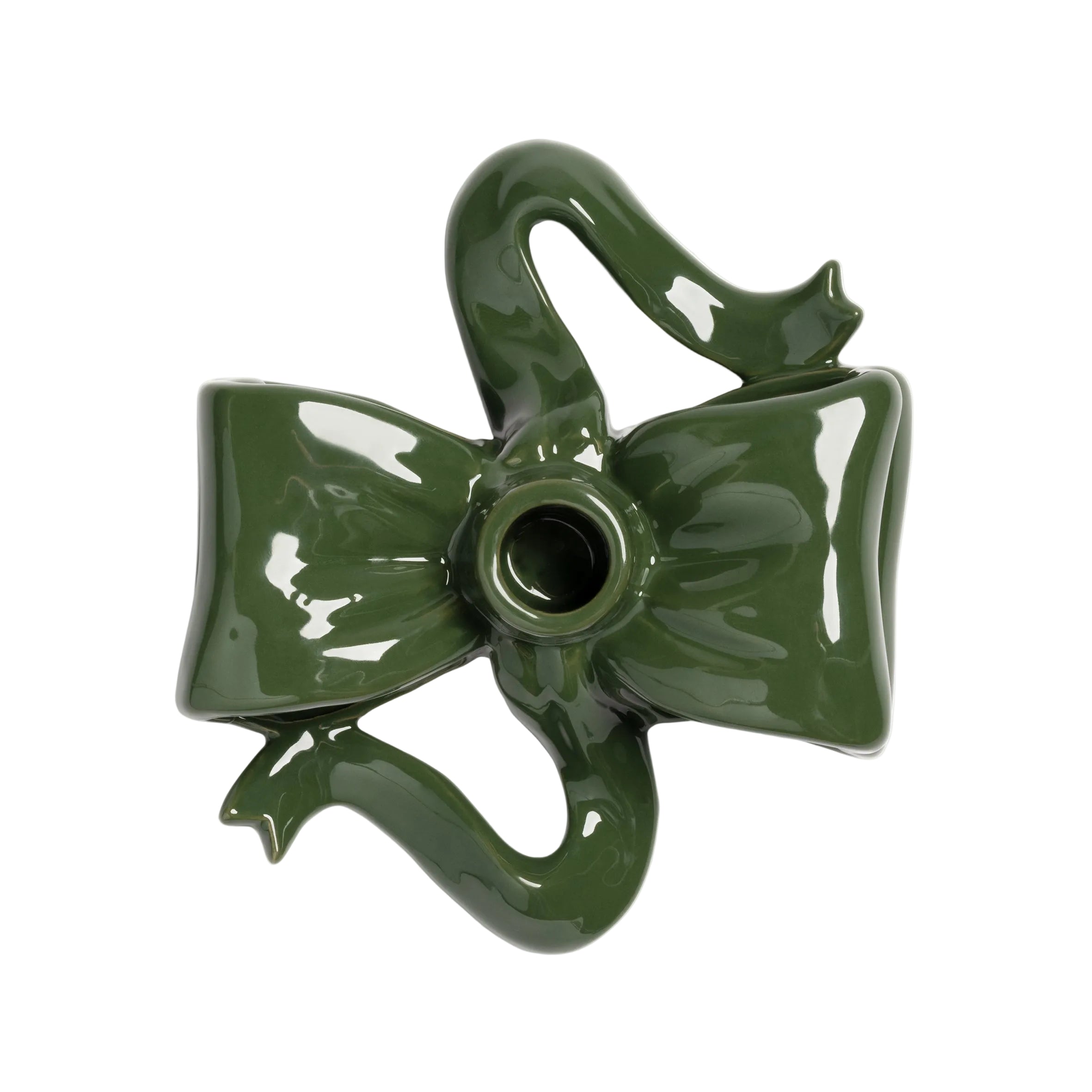 RIBBON Green Candle Holder