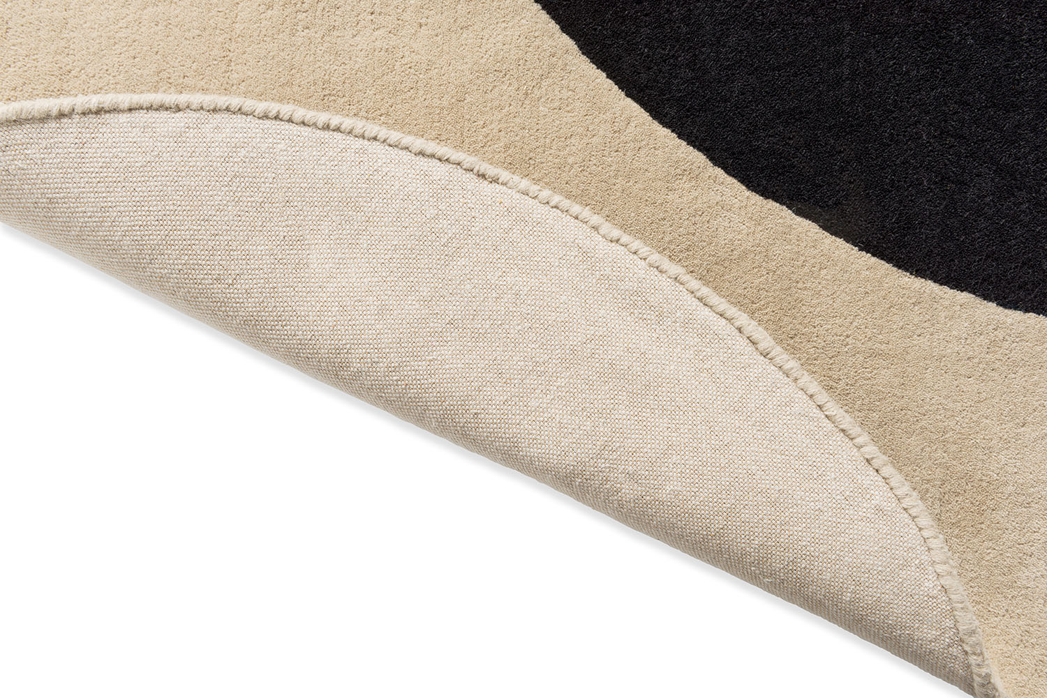 Rundteppich FLOWER SPOT ecru mit Schwarz