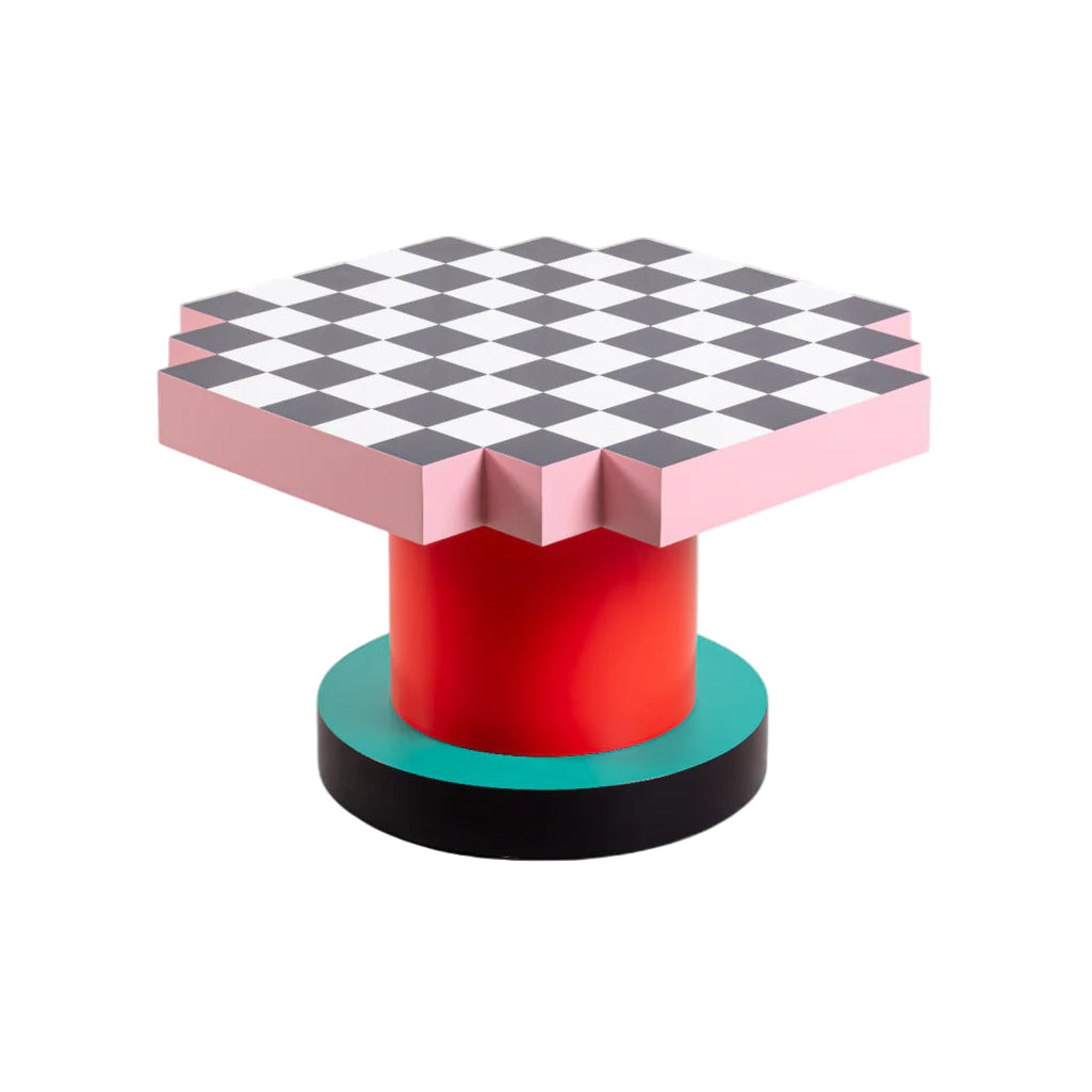 Roze SUPERCOFFEE CHESSBOARD Koffietafel met rode accenten