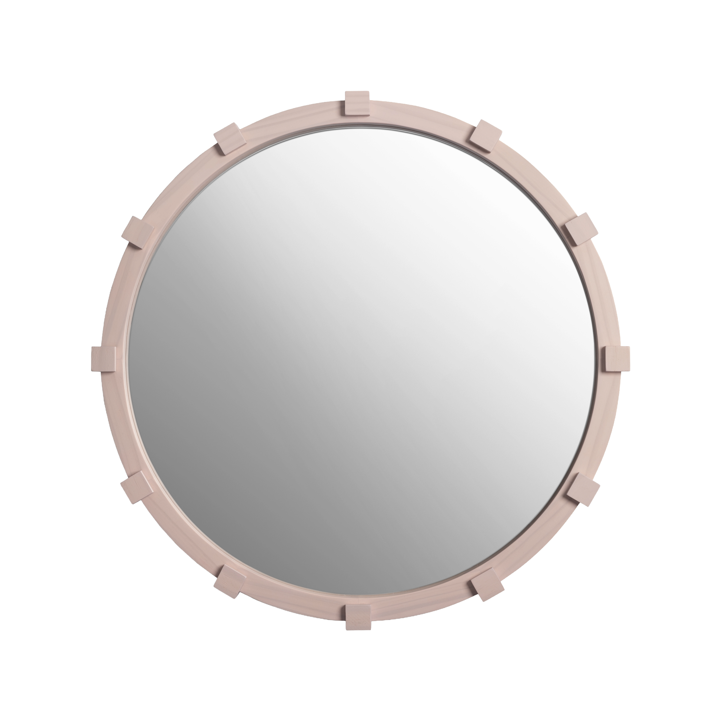 Ronde Lustro CHUNK roze hout