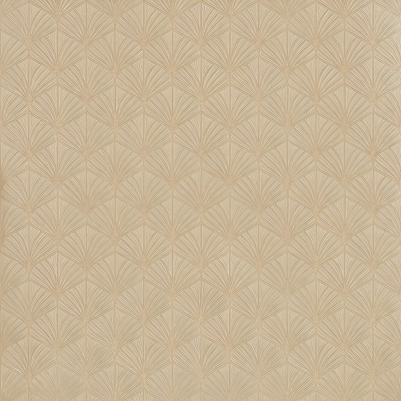 Structuurtapijt met een plantmotief van bladeren NEREIDES - MARRON GLACÉ/DORÉ warm beige met goud