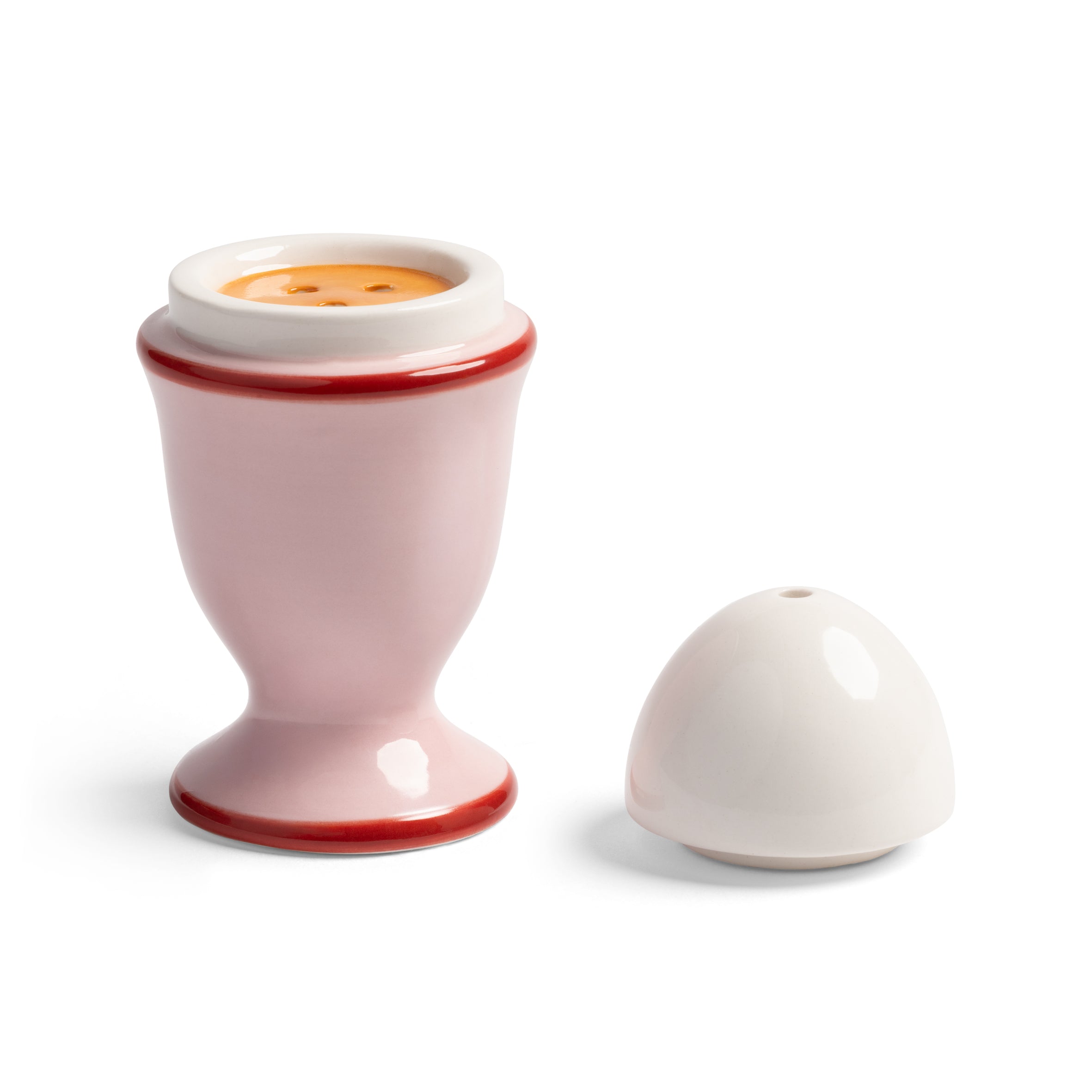 Zout- en peperstel EGG roze met rood en wit