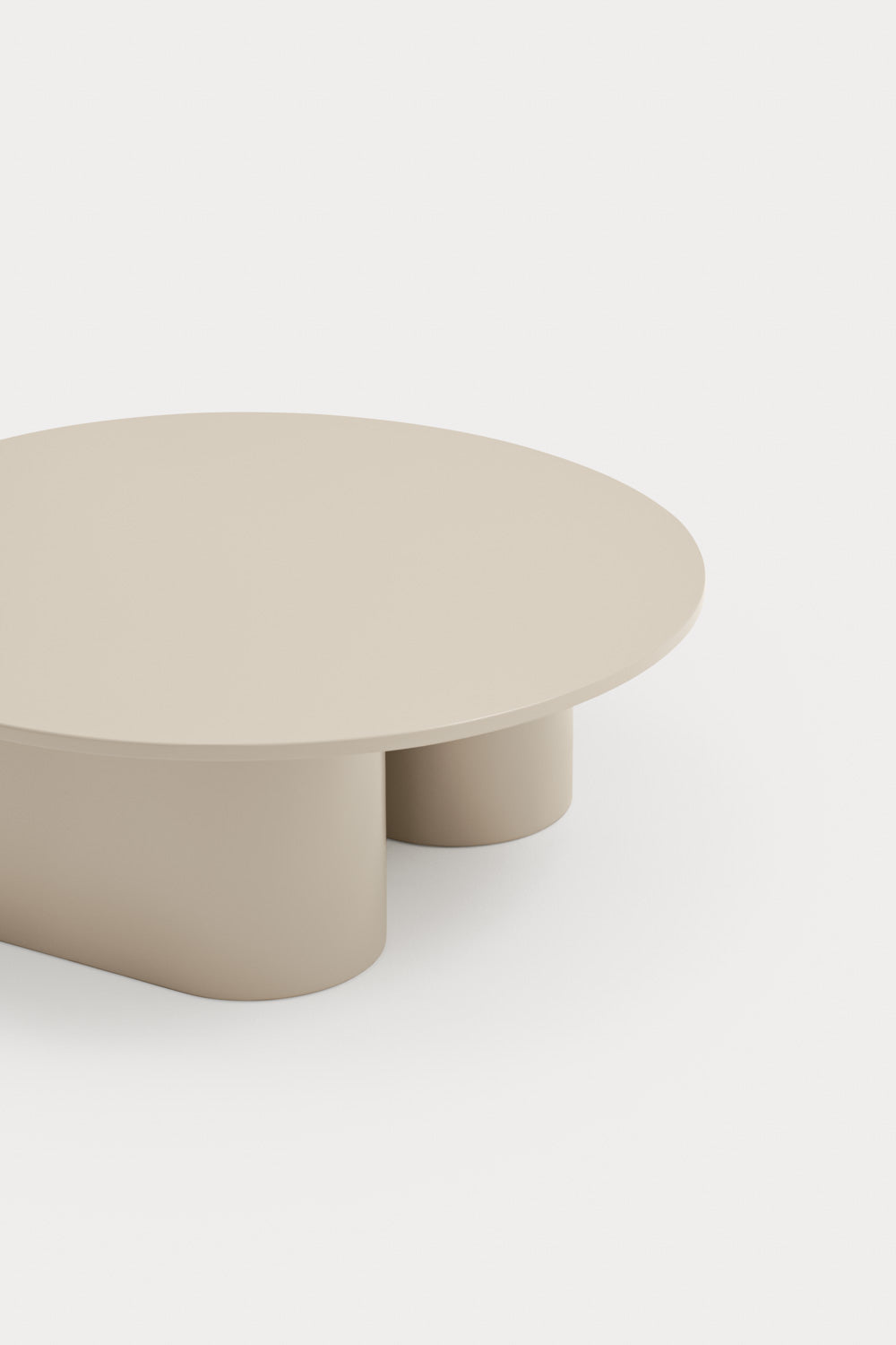 Stolik kawowy owalny TOTEM beżowy do salonu – styl minimalistyczny