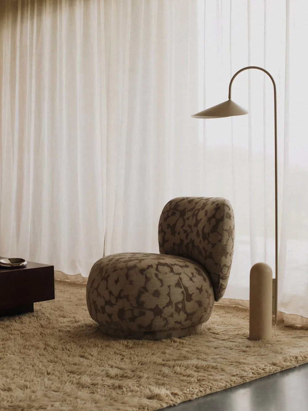 Drehstuhl RICO PICCOLO LOUNGE Bouclé złamana biel