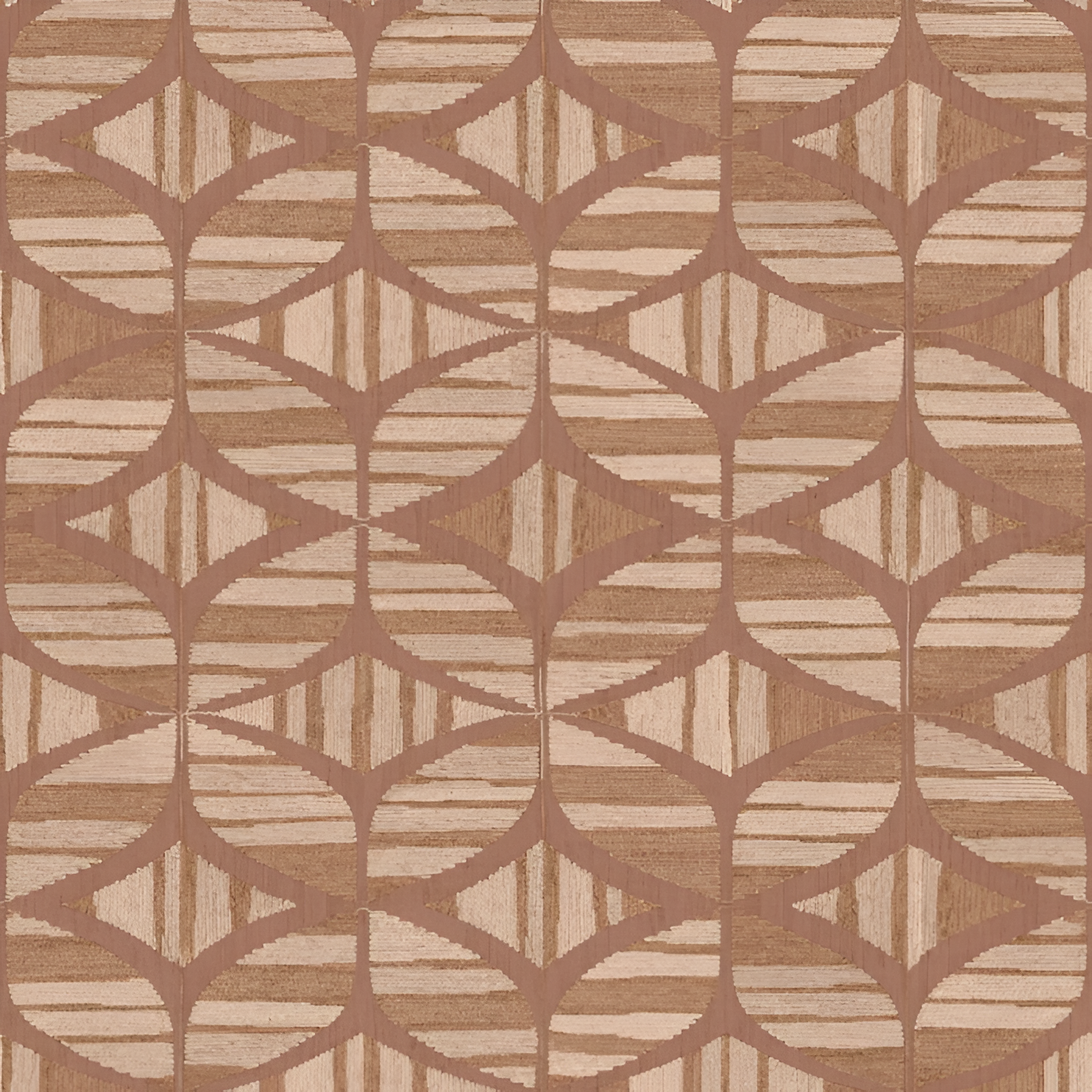 Structural wallpaper imitating embroidery with geometric pattern FILANDRA rosewood