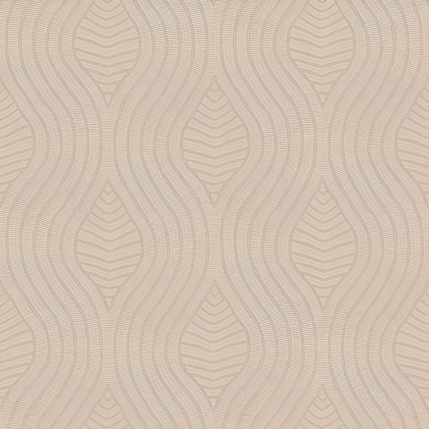 Structural wallpaper imitating embroidery in a geometric wave pattern BRODELIA GLACE sandy beige