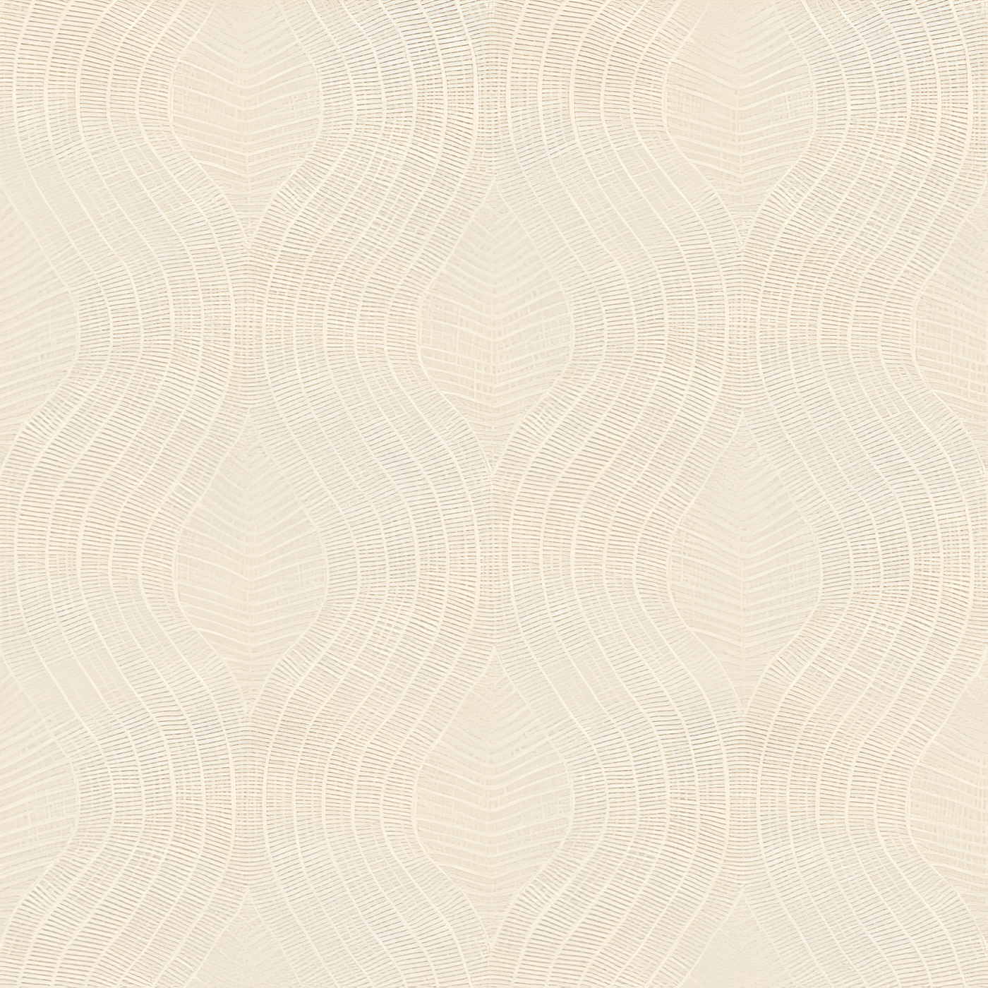 Structural wallpaper imitating embroidery in a geometric wave pattern BRODELIA IVORY ivory