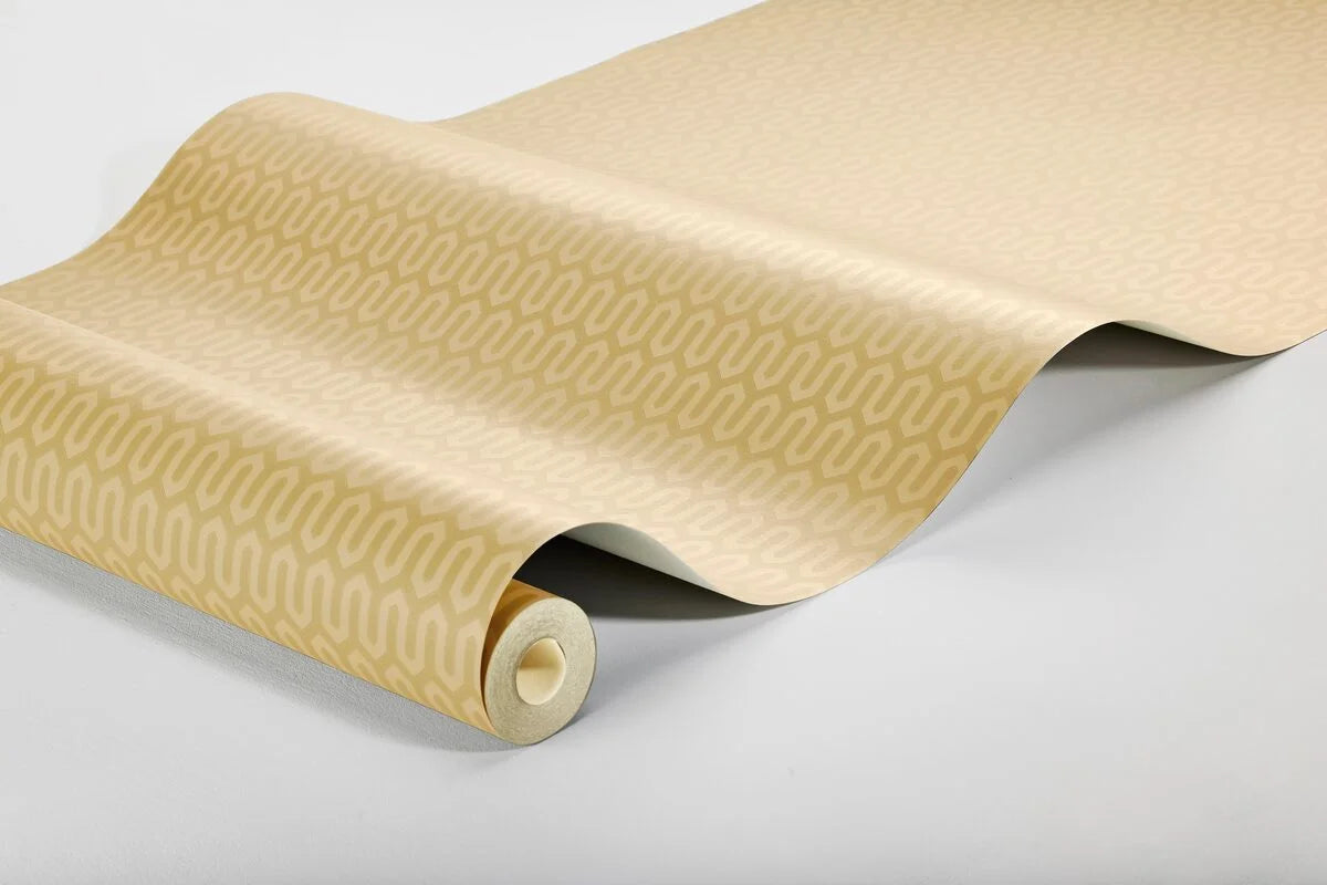 Vliesbehang van papier met geometrisch patroon YPSILON geel