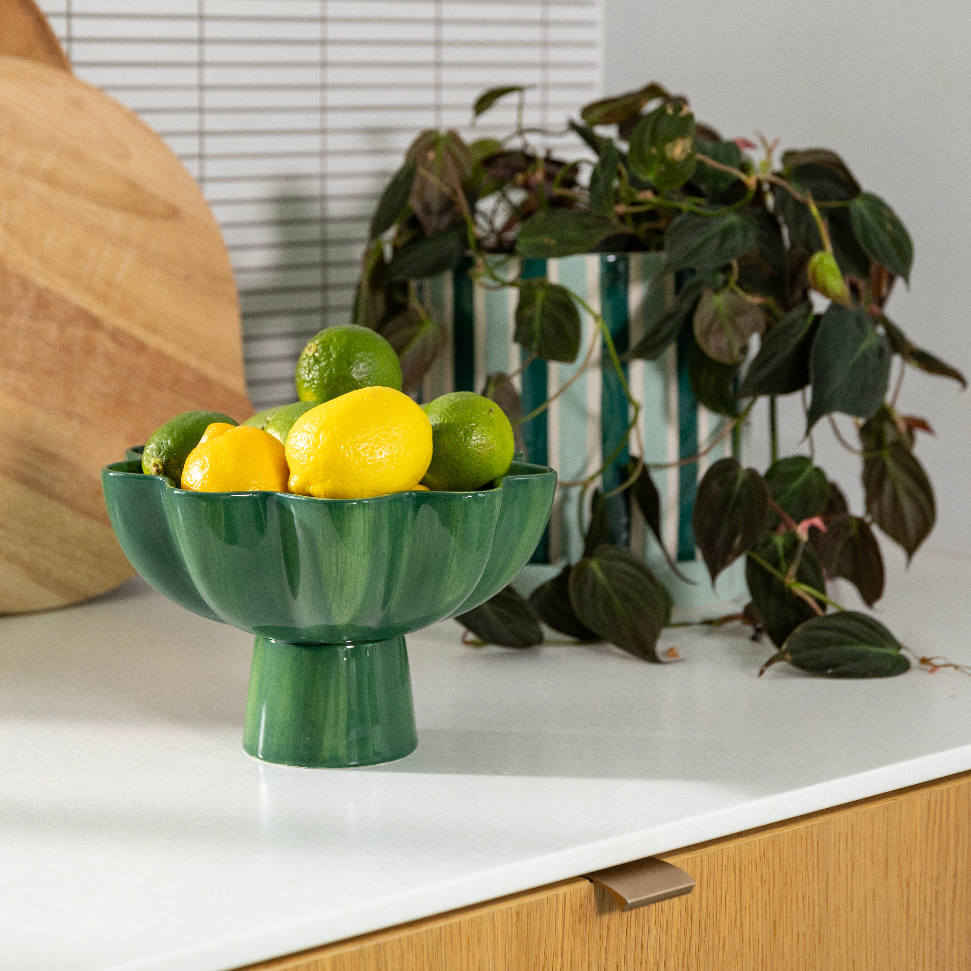 CLASH STRIPE pot in green with mint and white