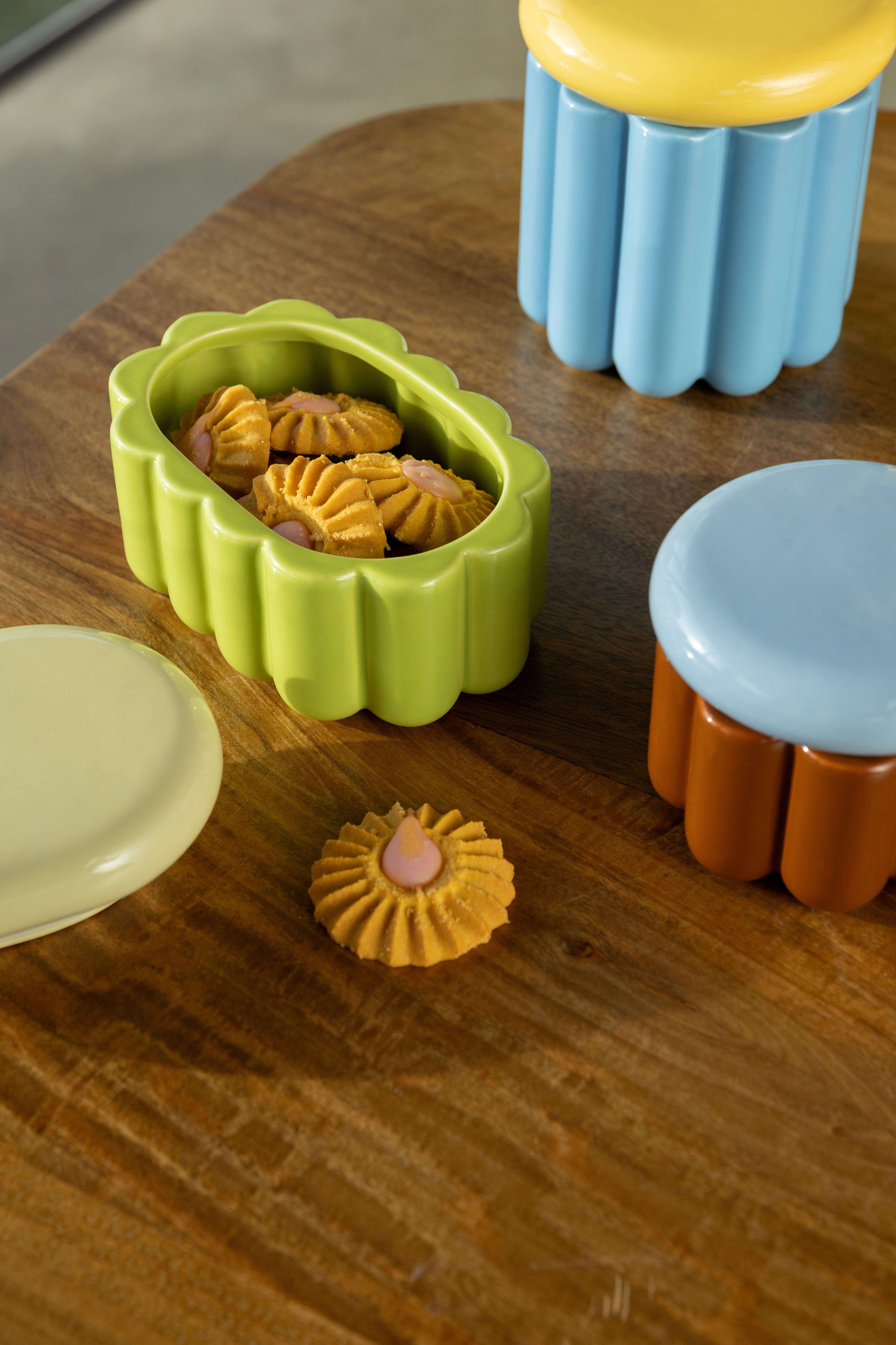 Opbergdoos CHARLO blauw met gele deksel