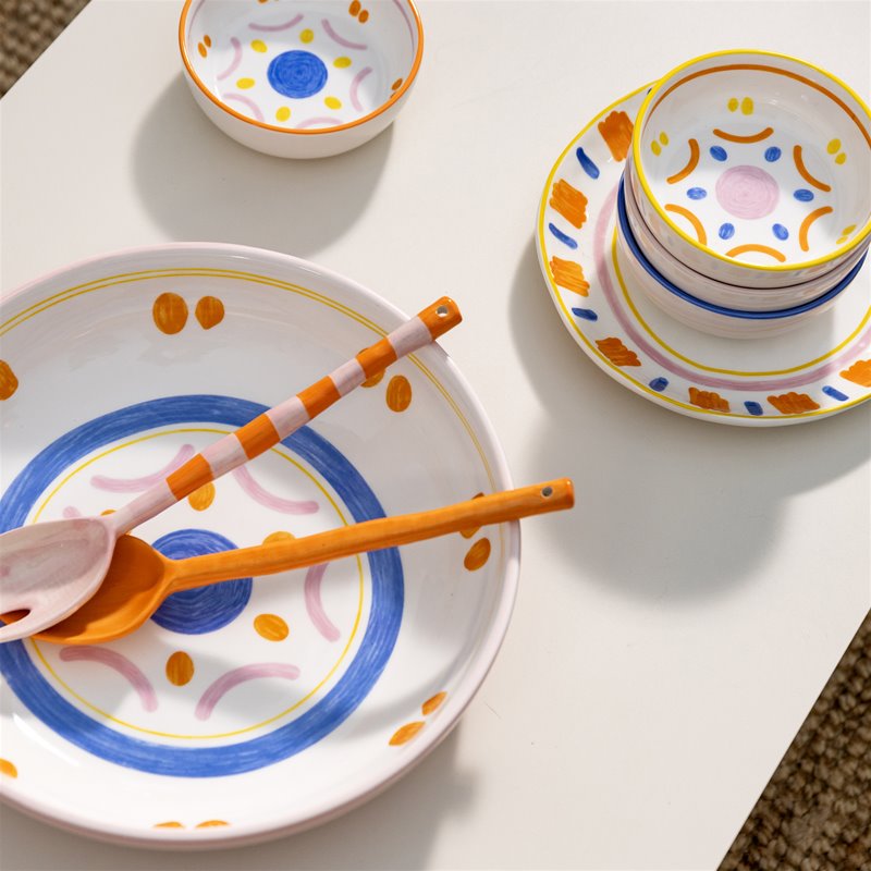 Salatschüssel BOAVISTA hellrosa mit Blau und Orange