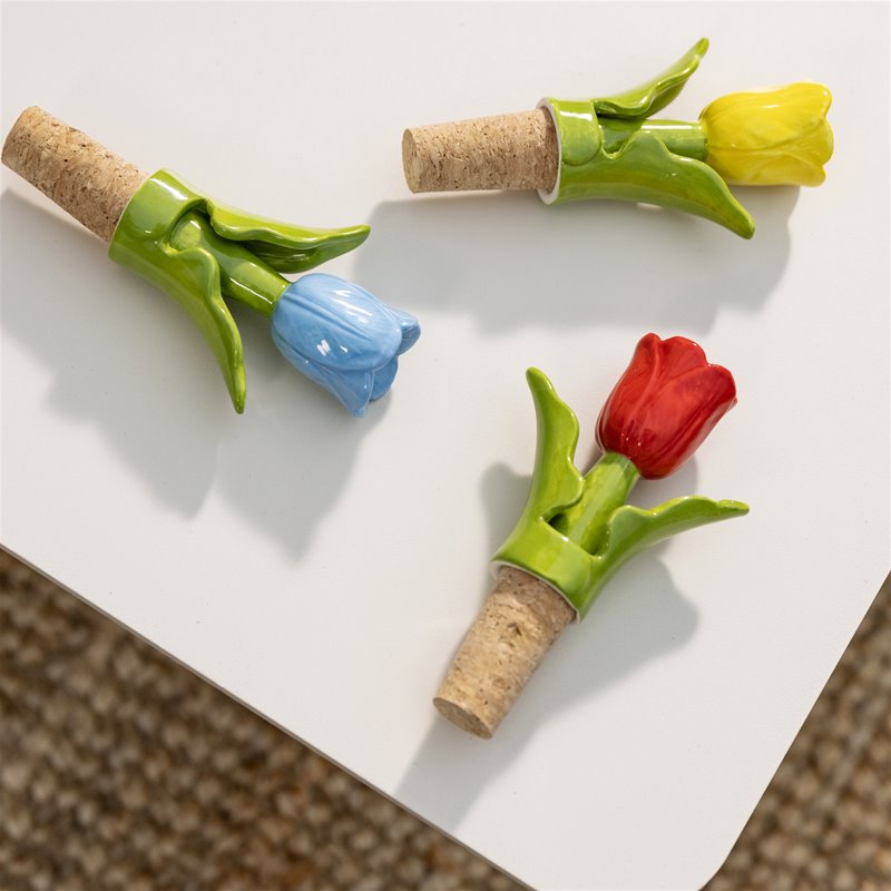 TULIP groene kurk voor flessen met gele accenten
