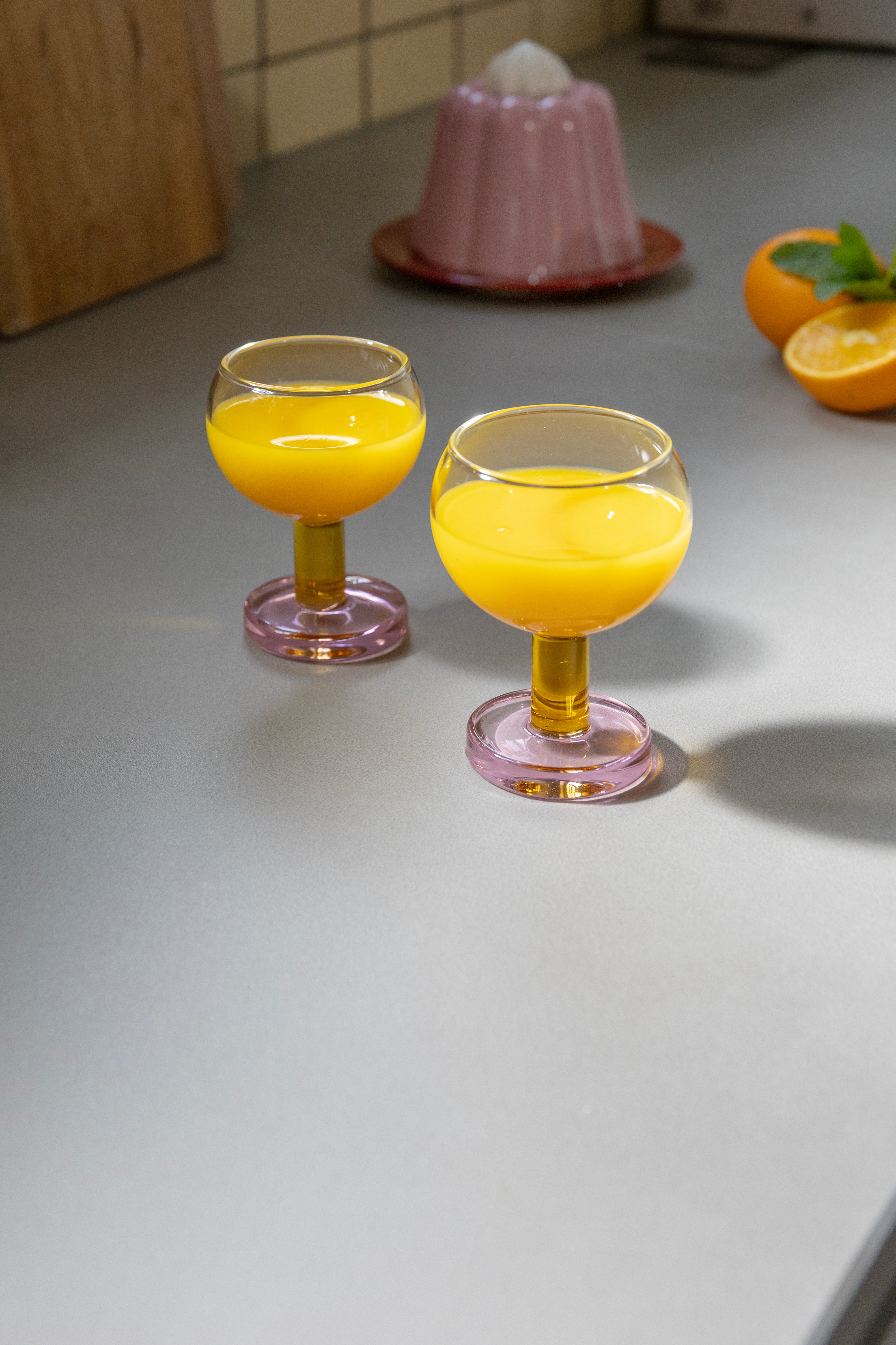 Set van glazen CANTINE roze met geel