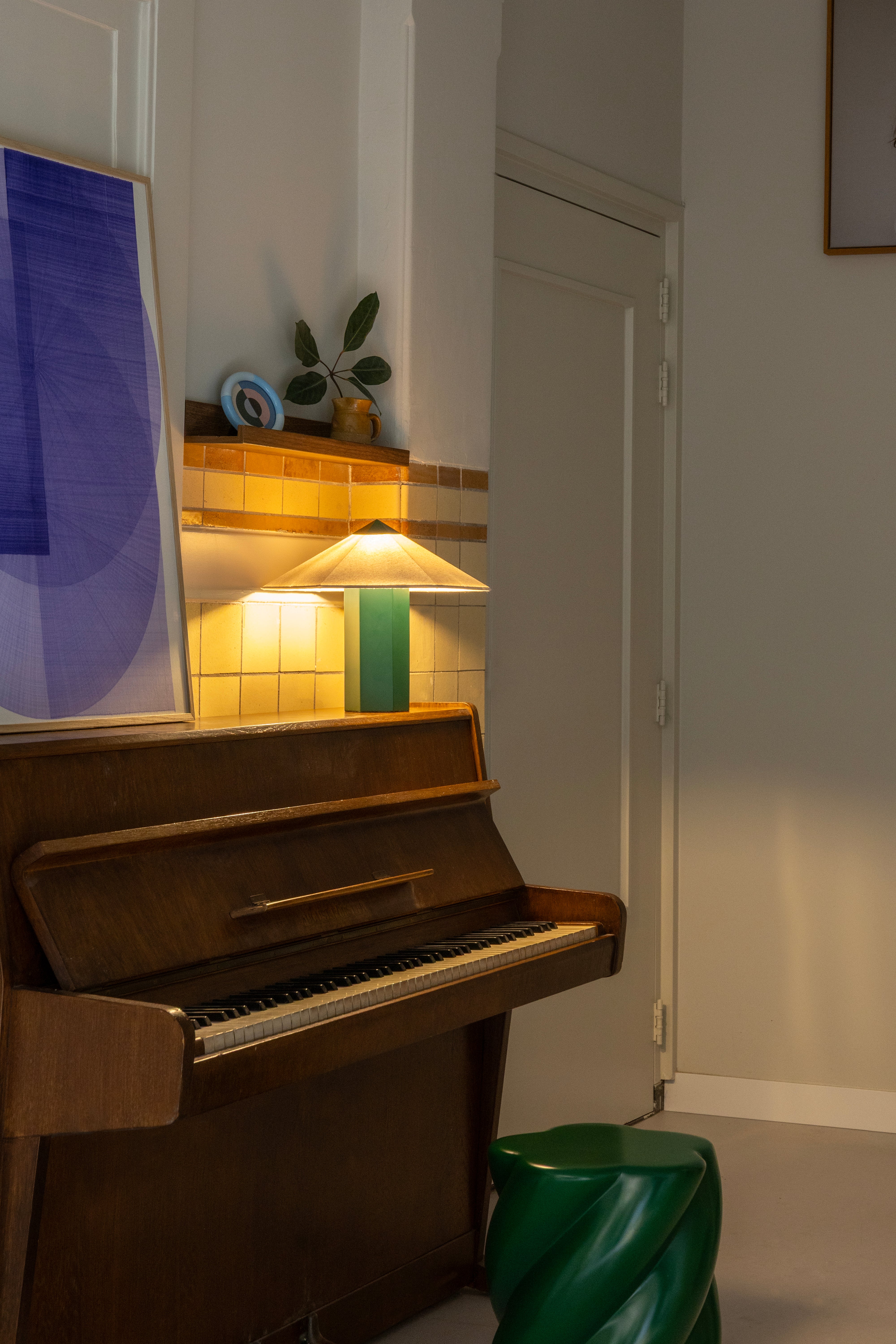 Tafellamp PHIRA groen met linnen kap