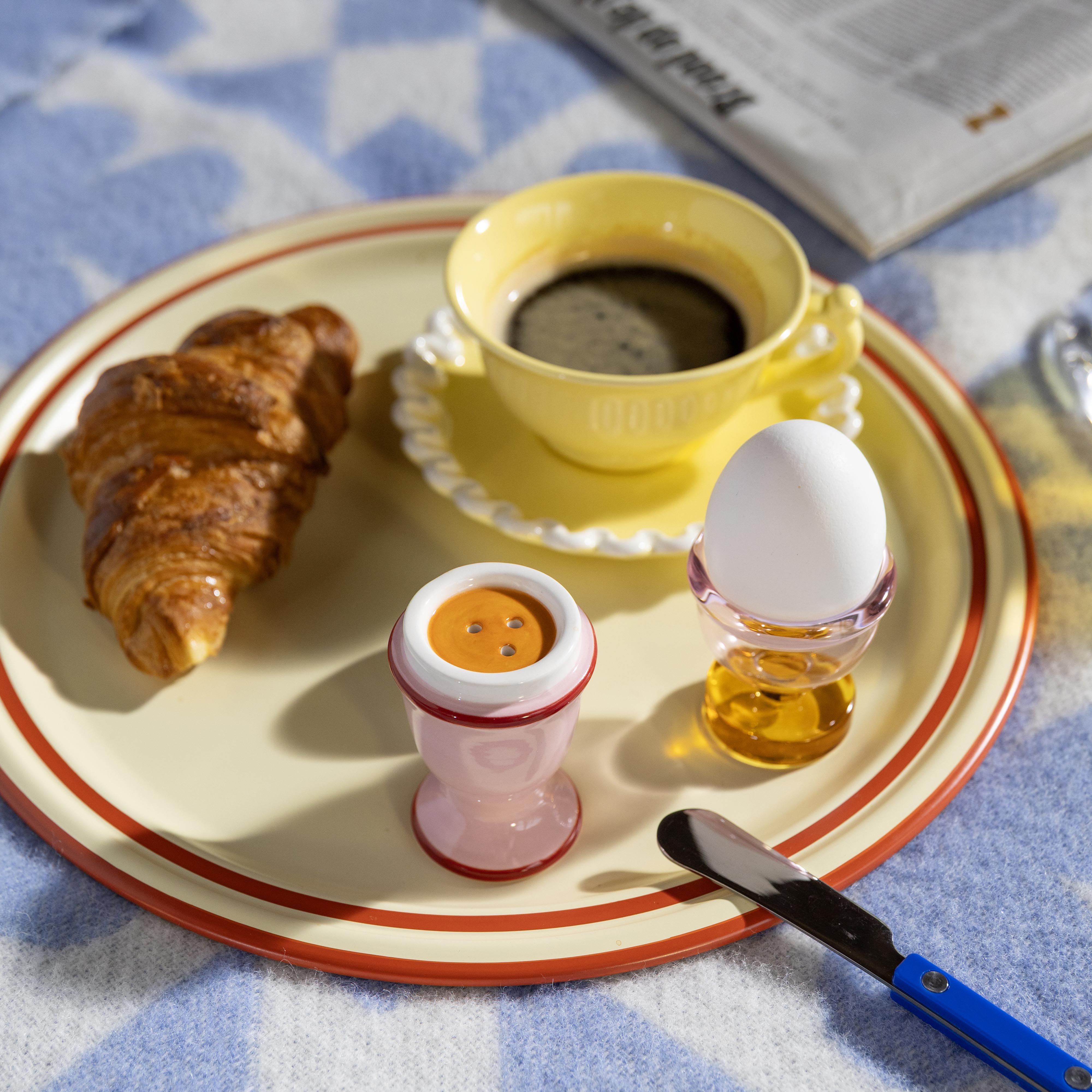 Eierdopjes CANTINE roze met amberkleurig