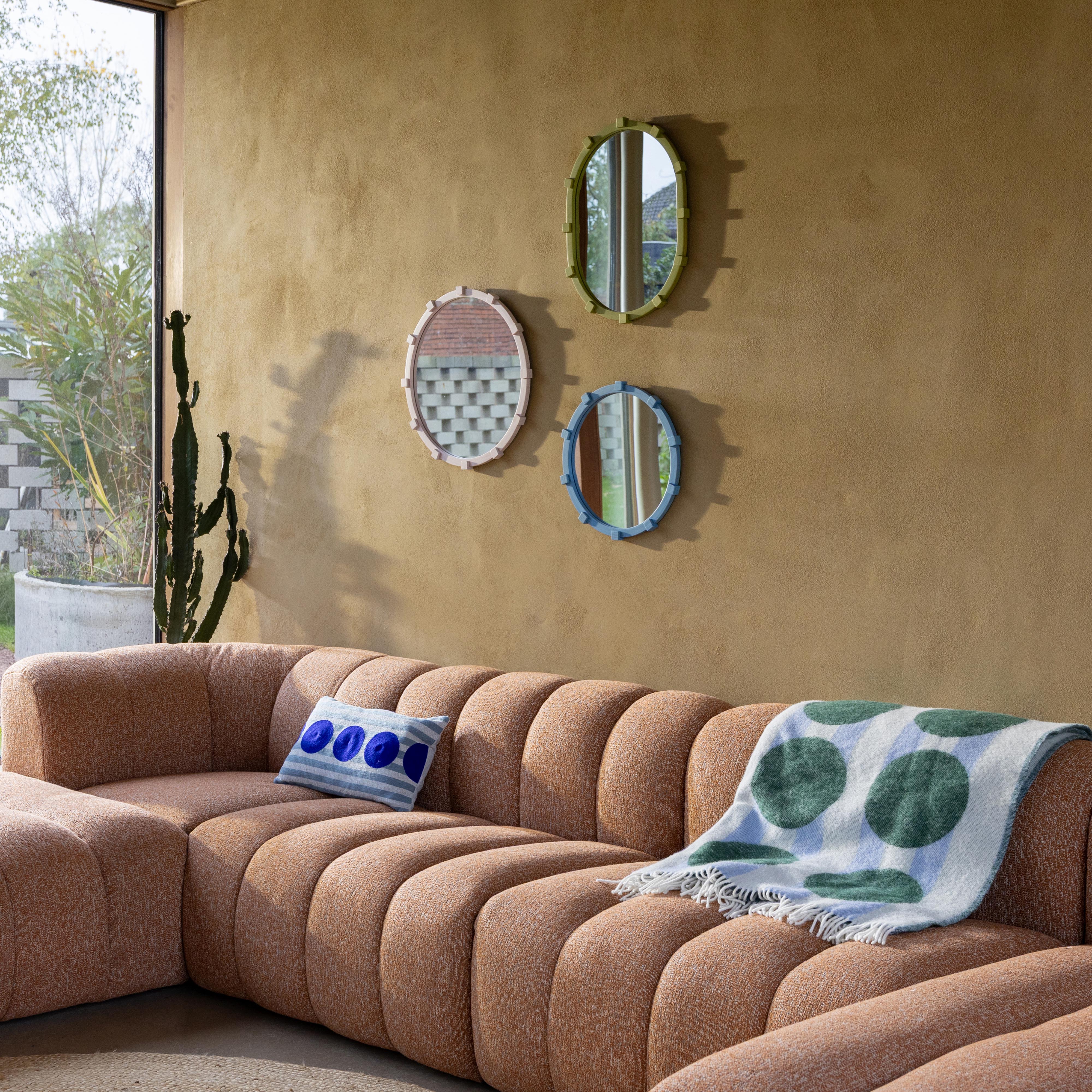 Ovale Lustro CHUNK groene hout