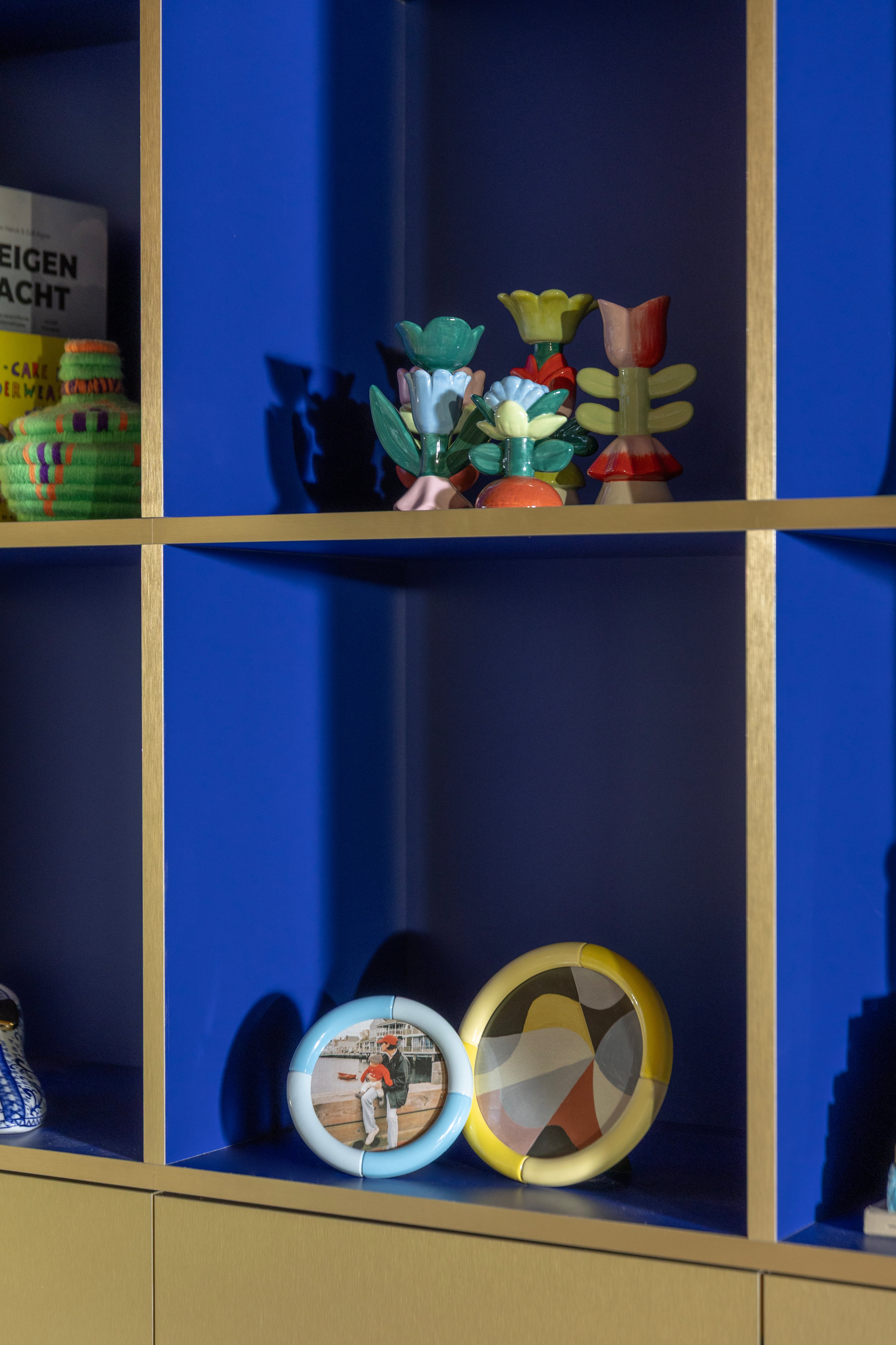 Groene BLUME kaarsenhouder met rood en geel