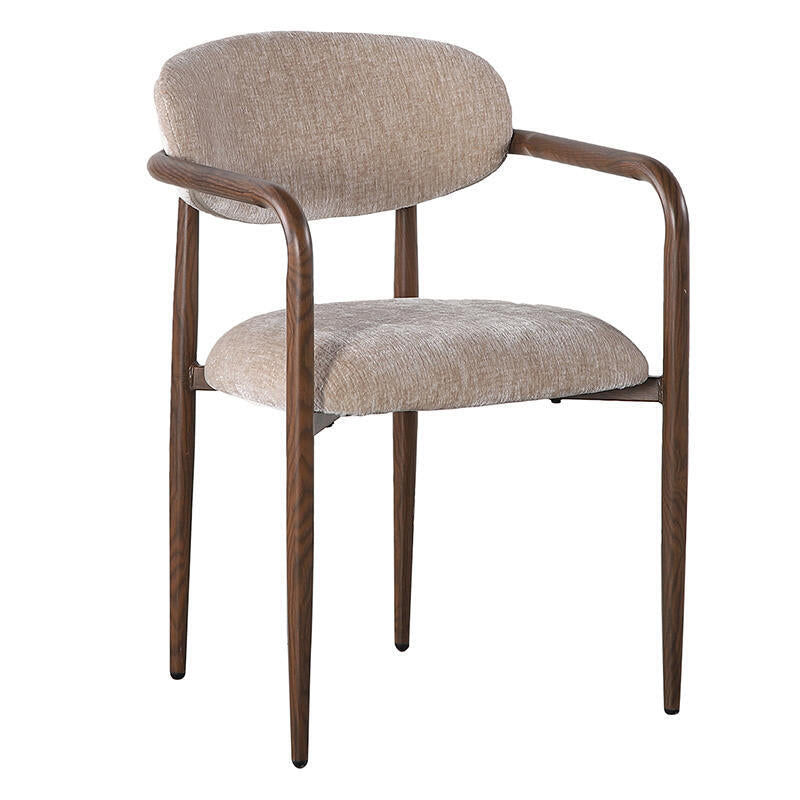 Sessel mit Armlehnen SAKE beige mit dunklem Holzgestell