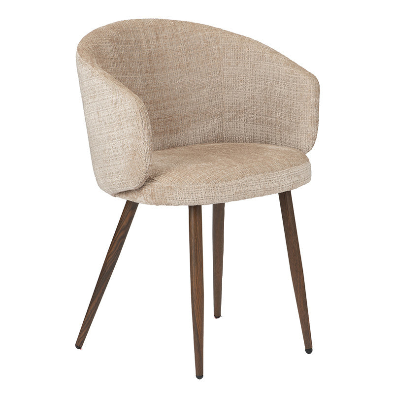 Stuhl LUNA creme-beige mit dunklem Holzgestell