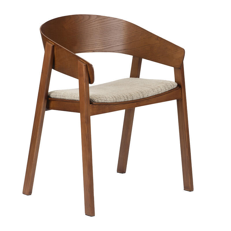 Sessel EDO beige mit dunklem Holzgestell