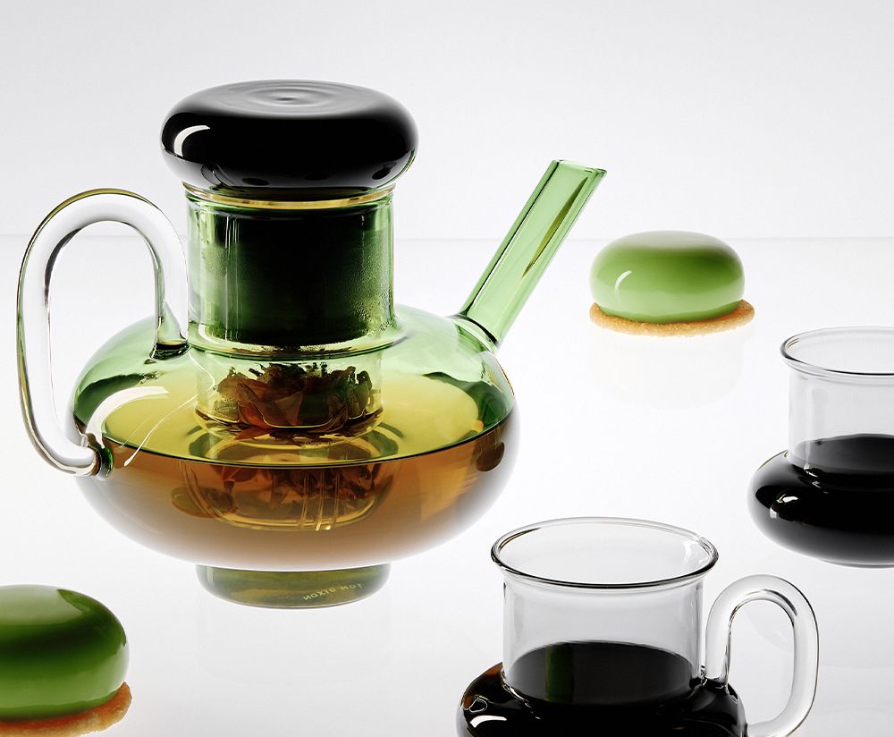 Theepot BUMP zwart-groen glas