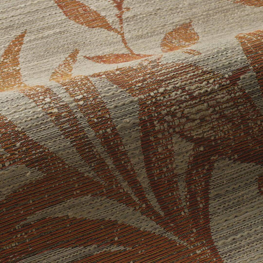 Textil-Tapete mit Pflanzenmotiv Salix - ORANGE BRÛLÉ/OCRE gebrannte Orange mit Beige
