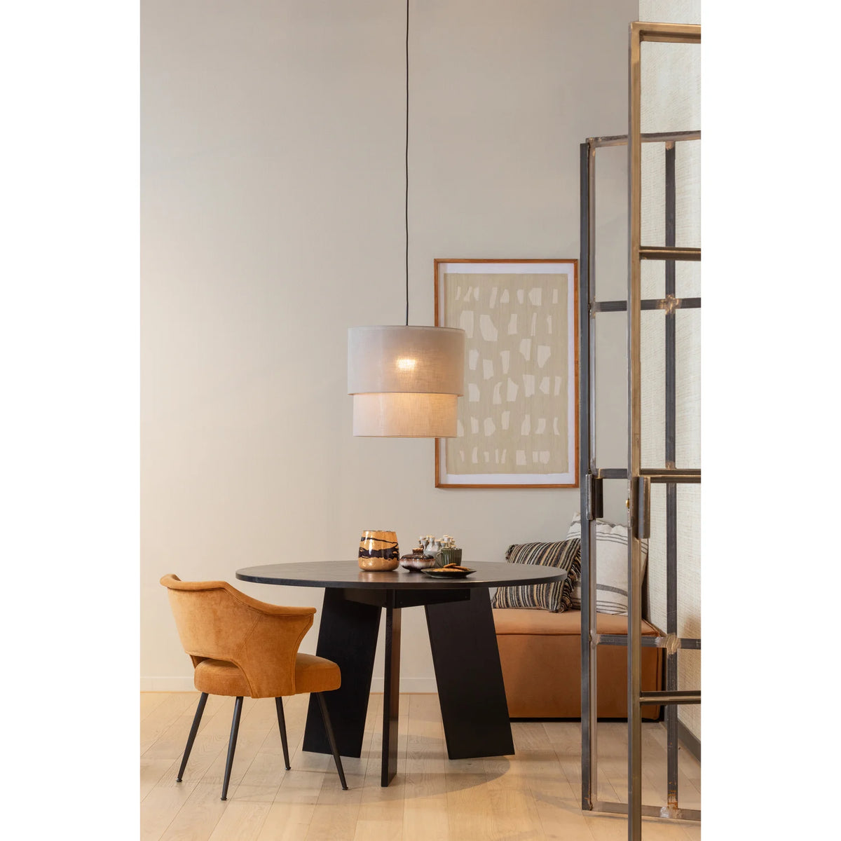 Ronde tafel RHONDA TRIO zwart eikenhout