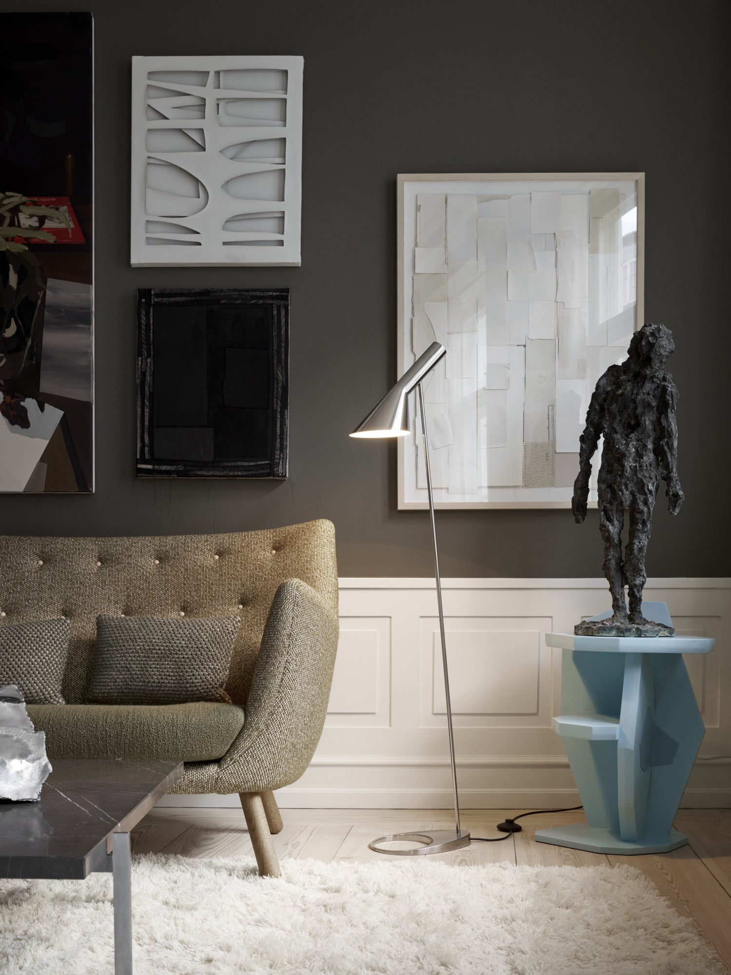 Vloerlamp AJ gepolijst roestvrij staal