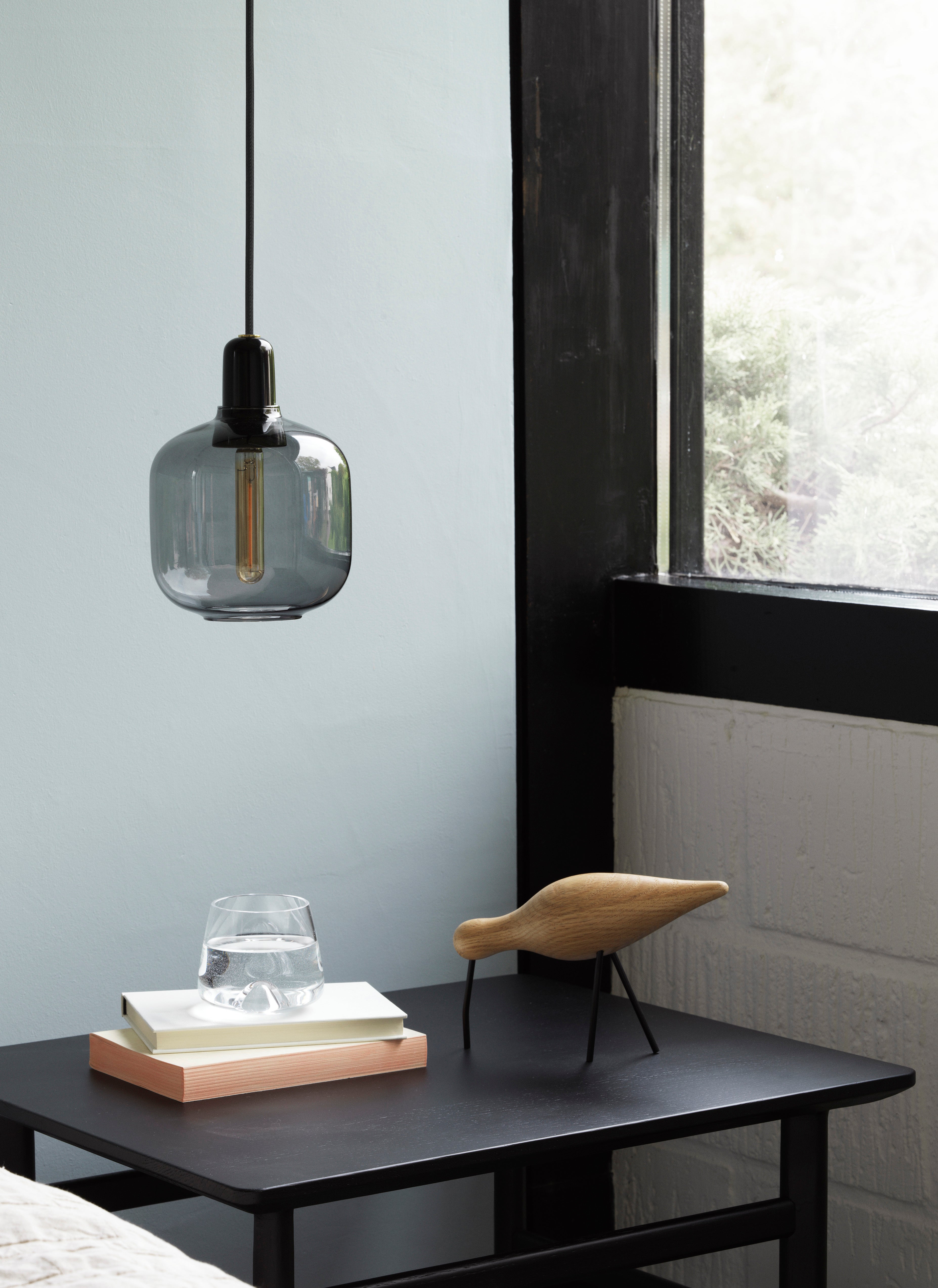 AMP pendant lamp with smoked glass and black marble