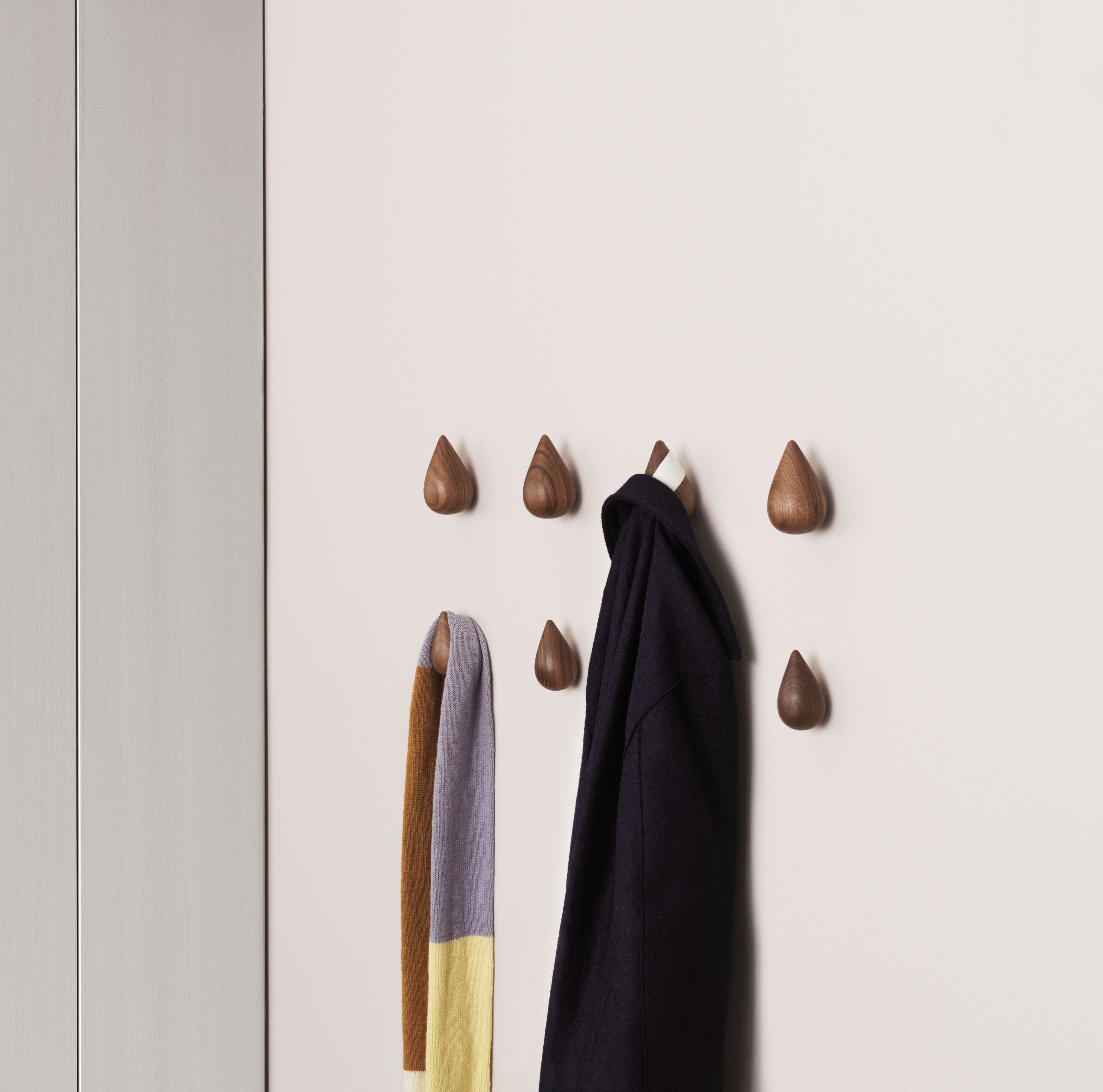 DROPIT walnut wood hanger set
