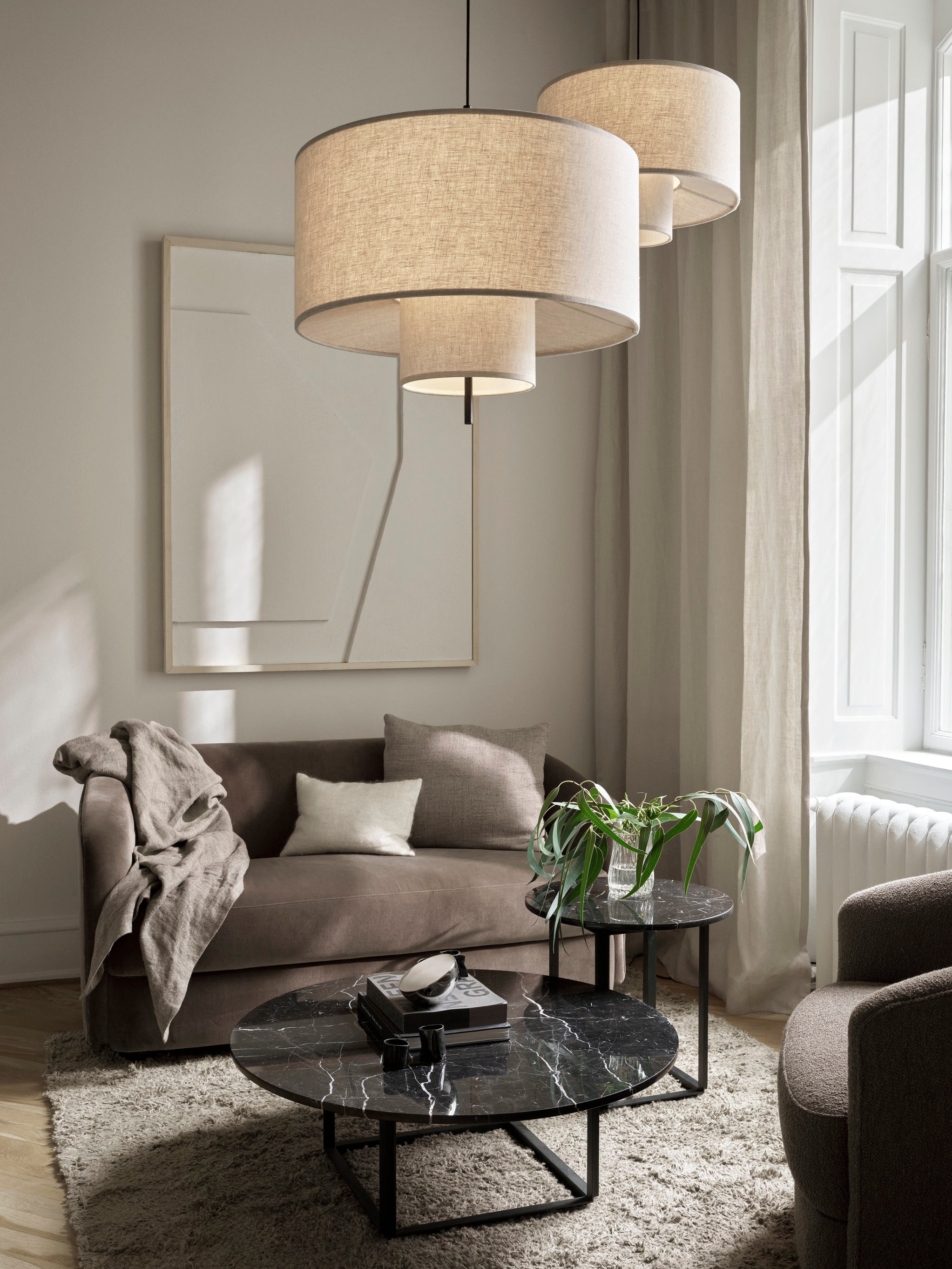 Beige margin hanging lamp