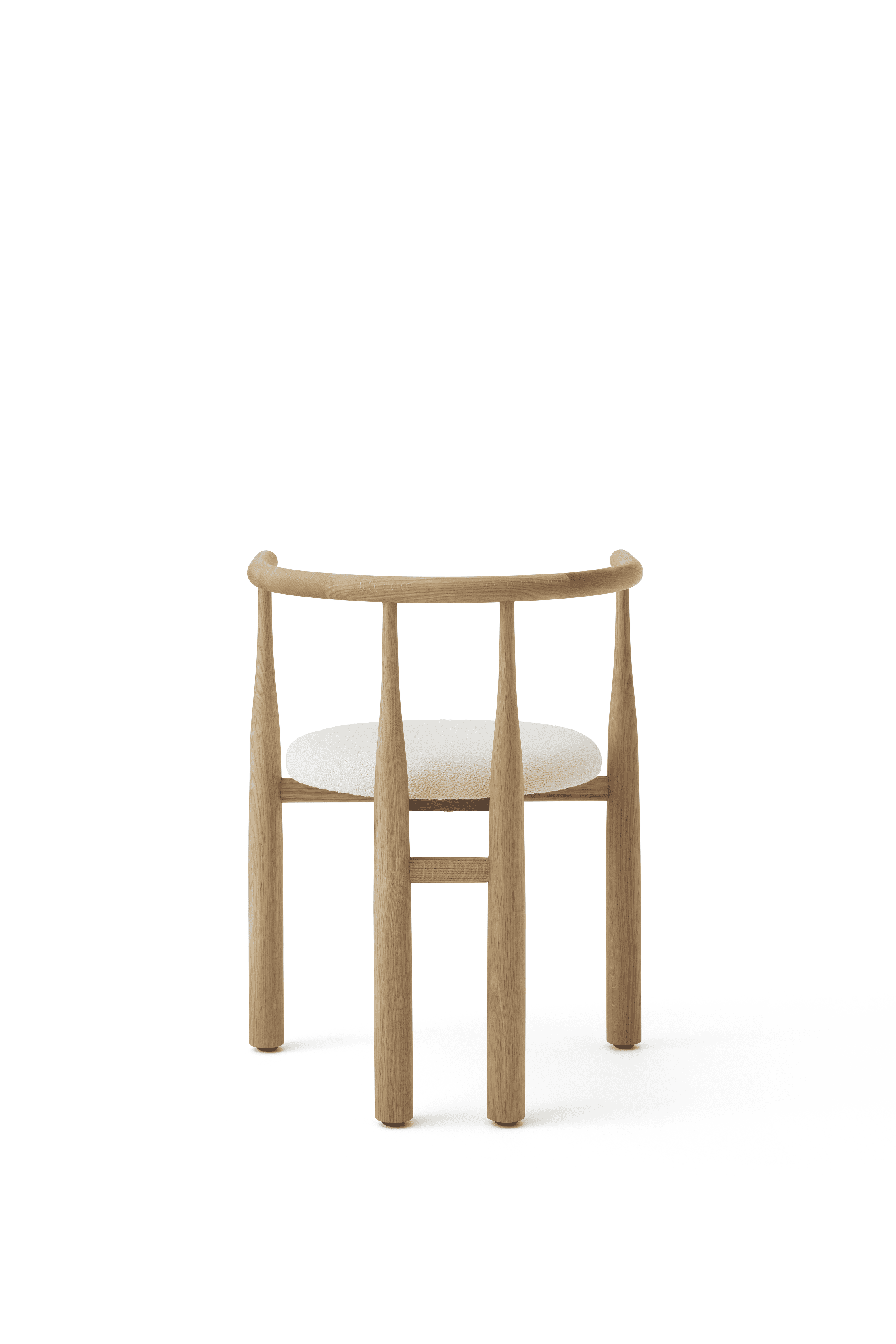 Bukowski -Stuhl mit einer Eichenbasis gepolstert