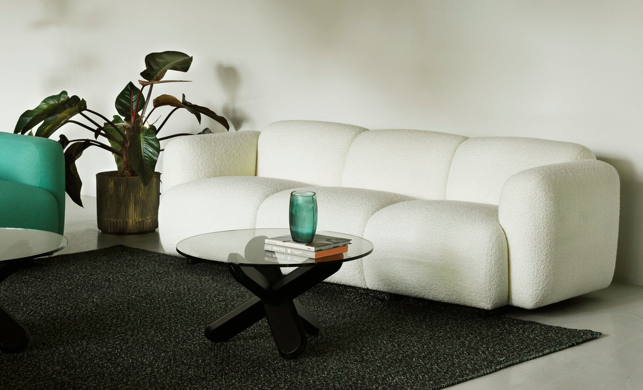 Salontafel DING glas met zwarte basis