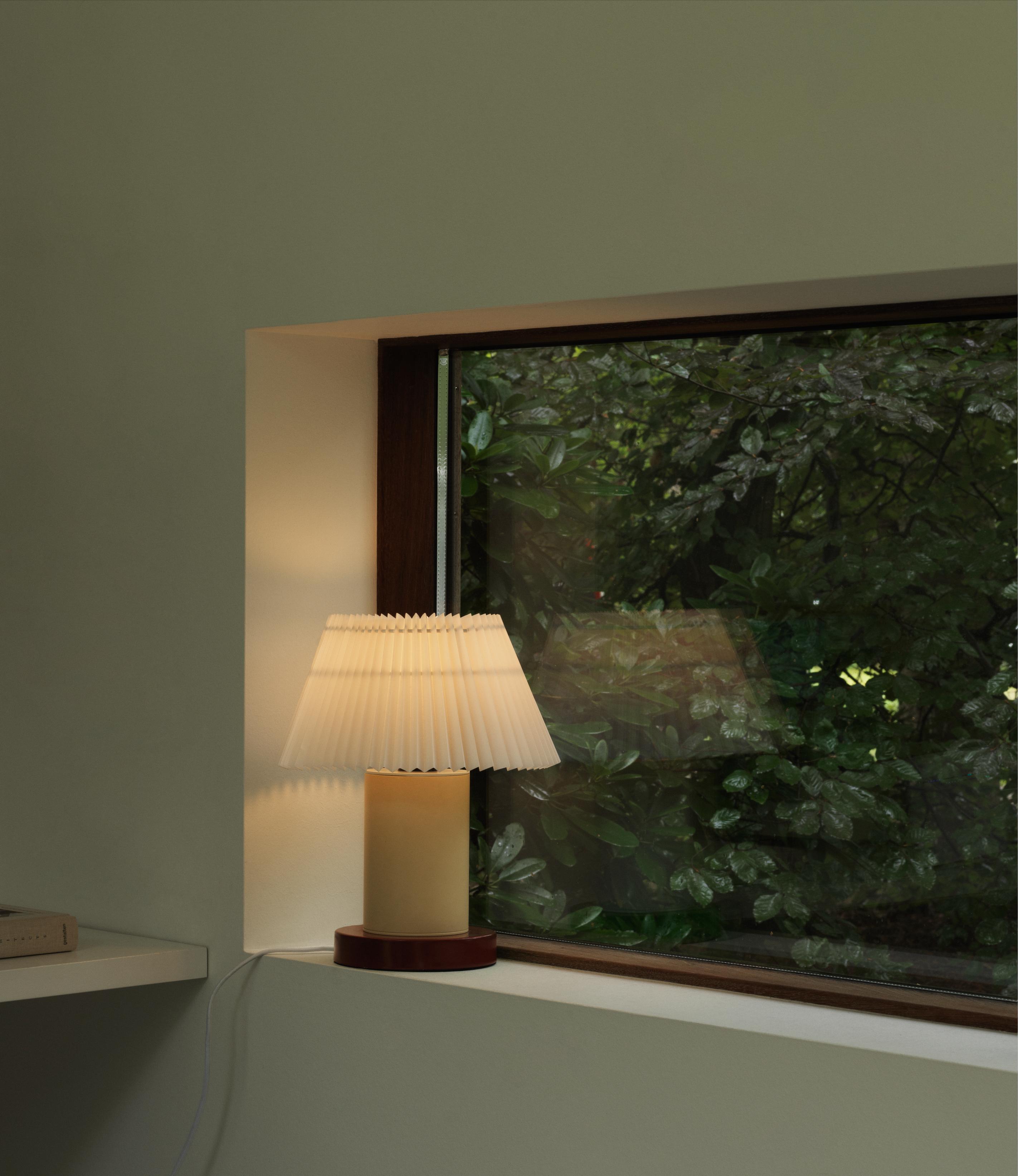 Tafellamp CELLU crème met bruine voet