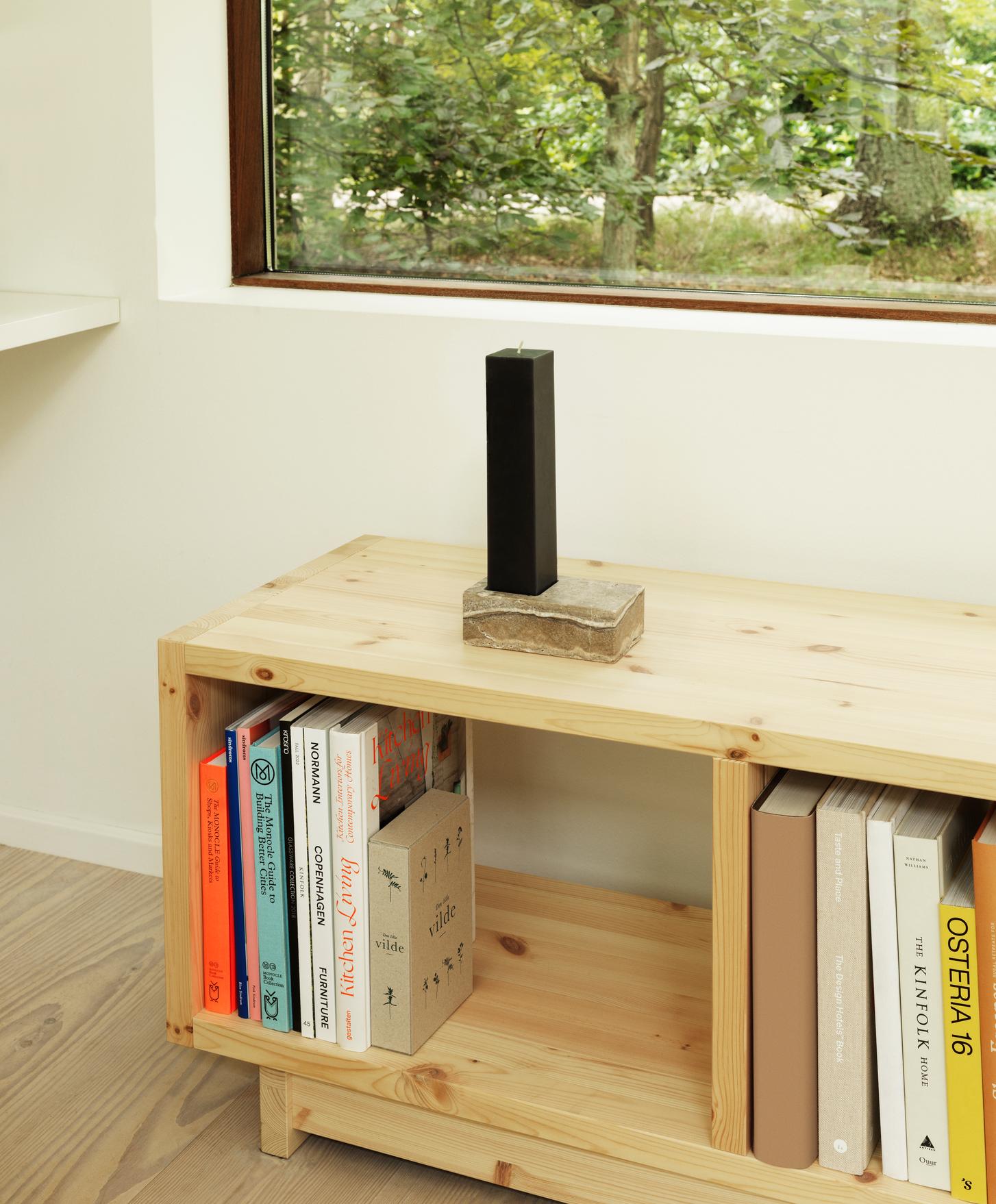 Kaarsenhouder EVEN zilver-bruin travertijn