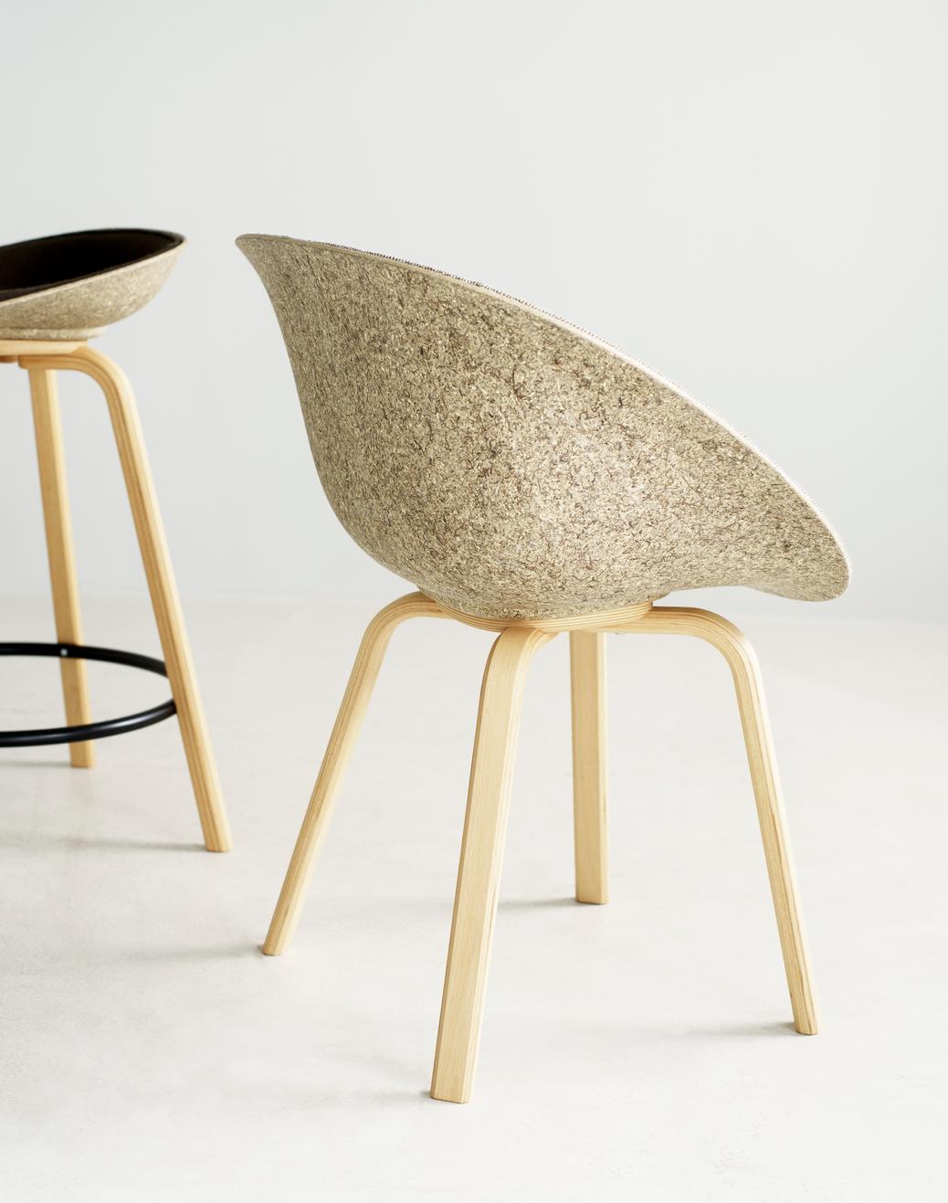 Matte Stuhl Sessel Beige mit Buchensperrholz