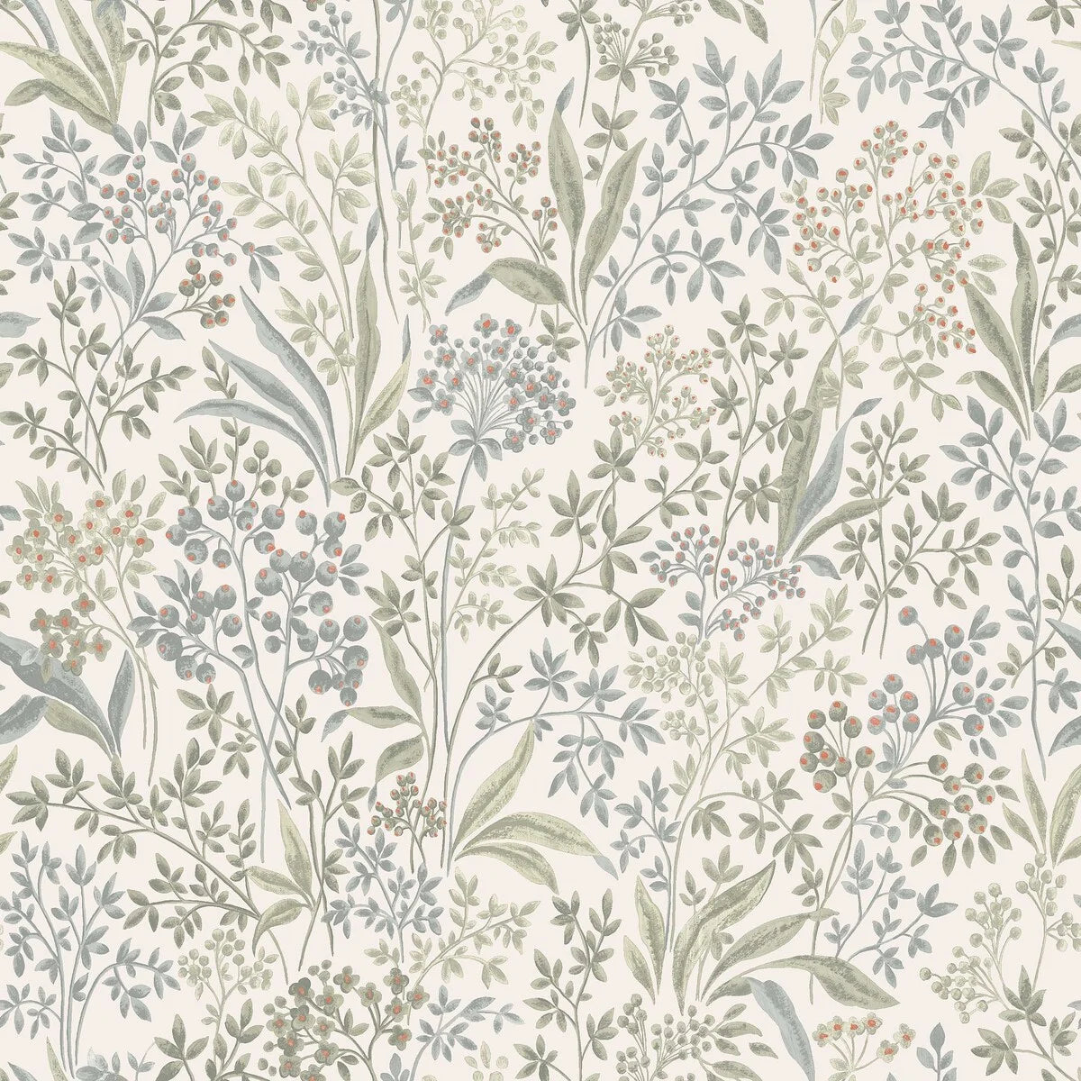 Vliesbehang met plantaal patroon NOCTURNE beige met groen