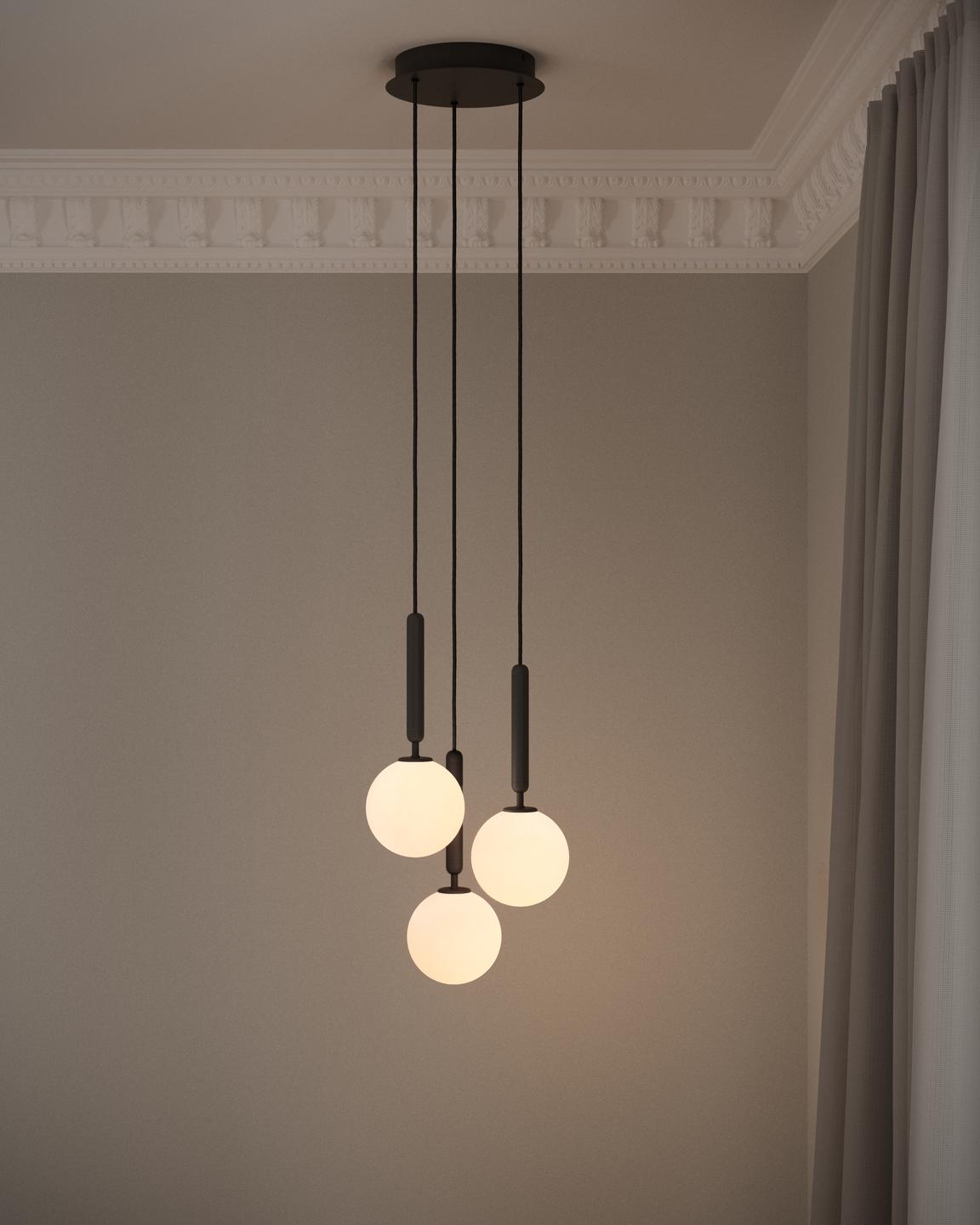 Hanglamp MIIRA 3 grafiet met opaalglas