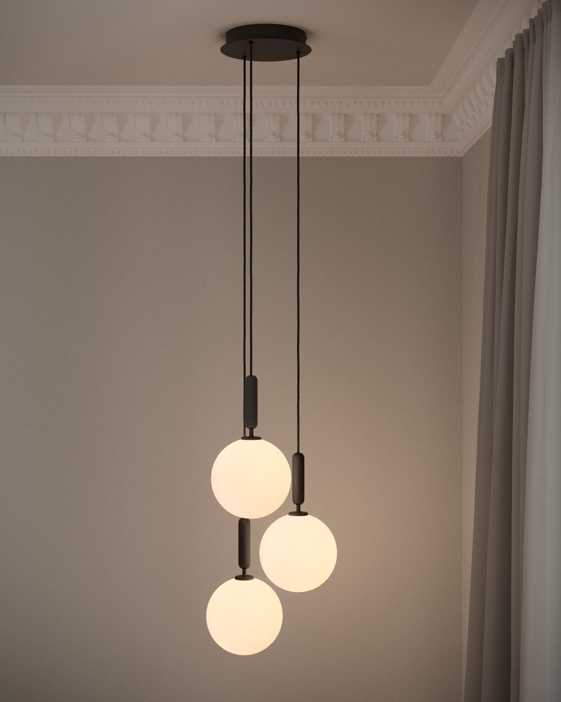 Hanglamp MIIRA 3 grafiet met opaalglas